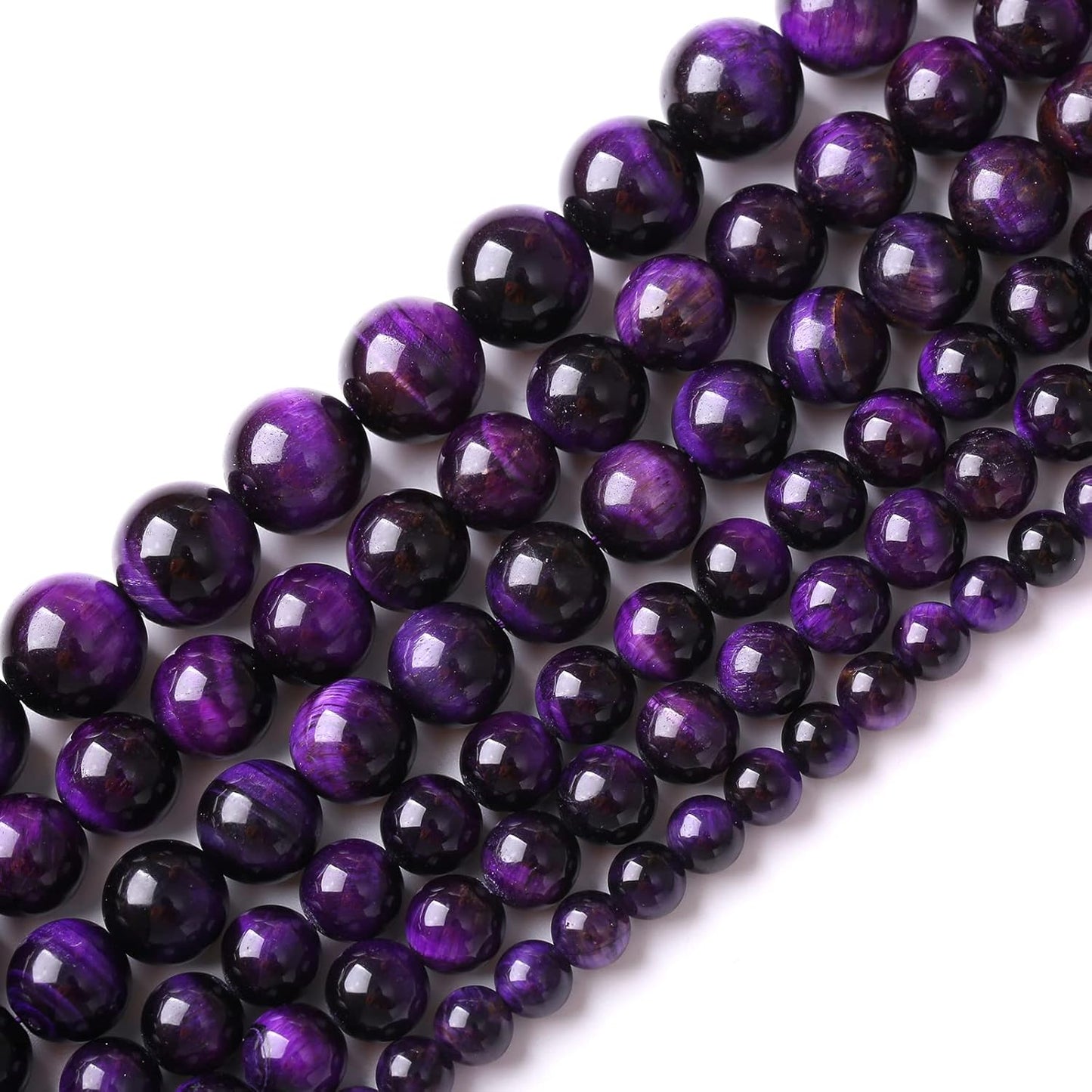 12mm 32pcs A+ Natural Purple Tiger Eye Stone Beads Round Spacer Loose Beads for Jewelry Making DIY Bracelet Necklace 15" Inch