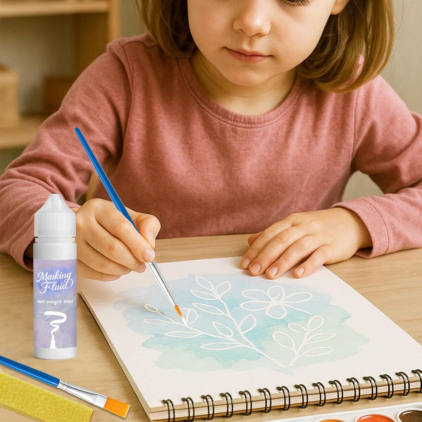 60ml White Masking Fluid for Watercolor Painting,Quick-Drying and Easy to Tear, No Residue,Suitable for Watercolor Painting to Prevent Accidental Staining, and Liquid Masking for Art Projects