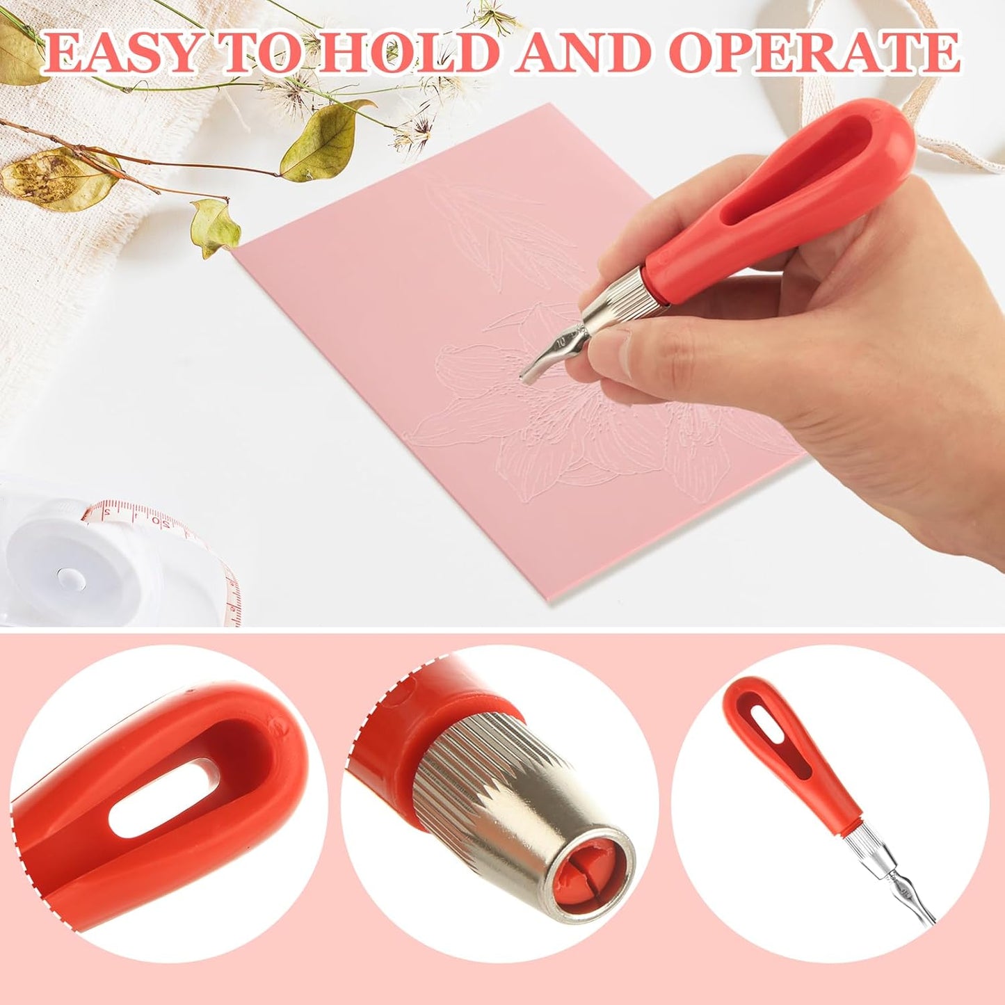 15 Pack Rubber Linocut Kit - 4 x 6 Inch Stamp Making Kit with Linocut Tools - Pink Rubber Block Stamp Printing Kit for Printmaking Supplies, DIY