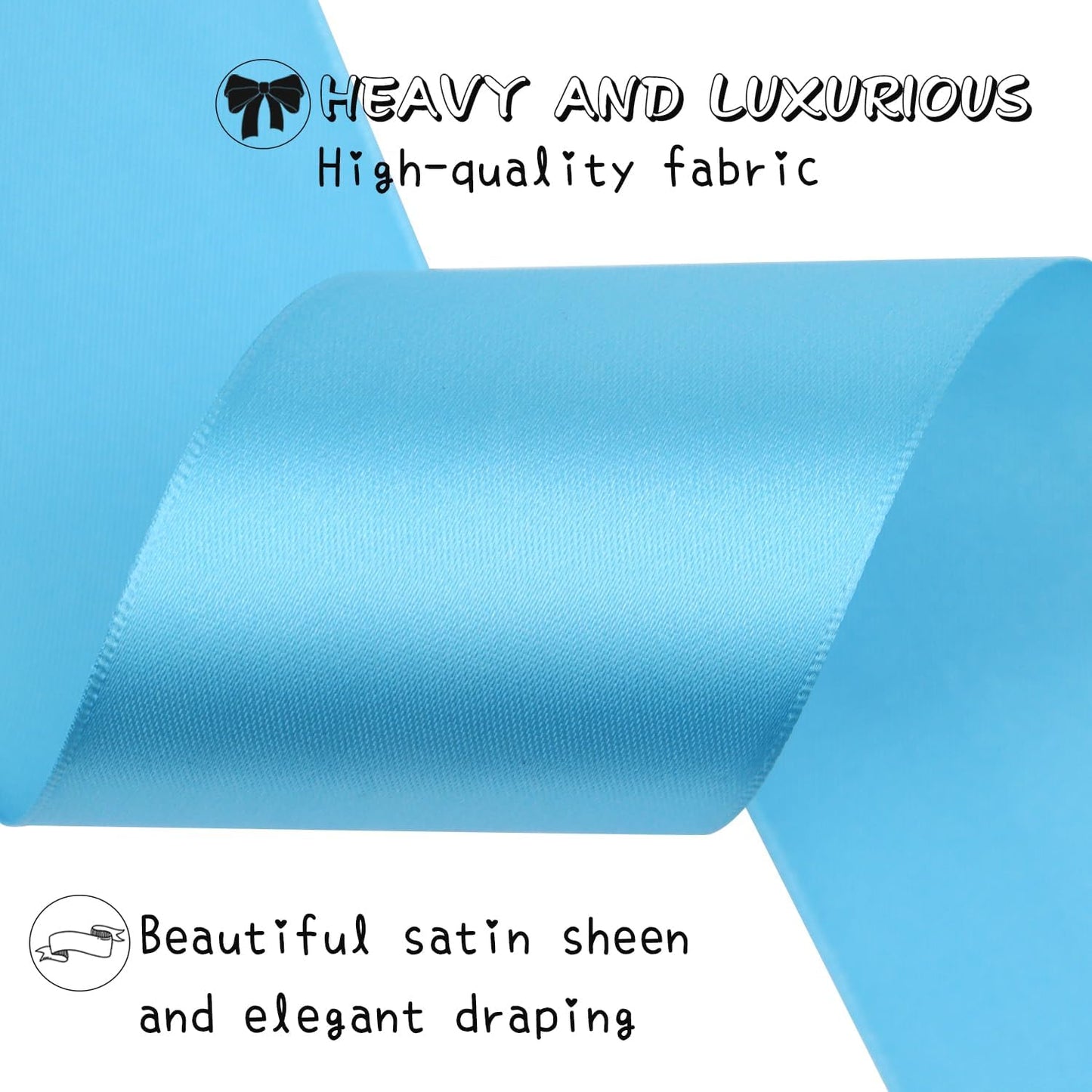 Light Blue Solid Satin Ribbon 2 Inch 25 Yards Solid Polyester Fabric Ribbon for Gift Wrapping Wedding Christmas Baby Shower Birthday Party Decoration Handmade Immortal Flower Craft