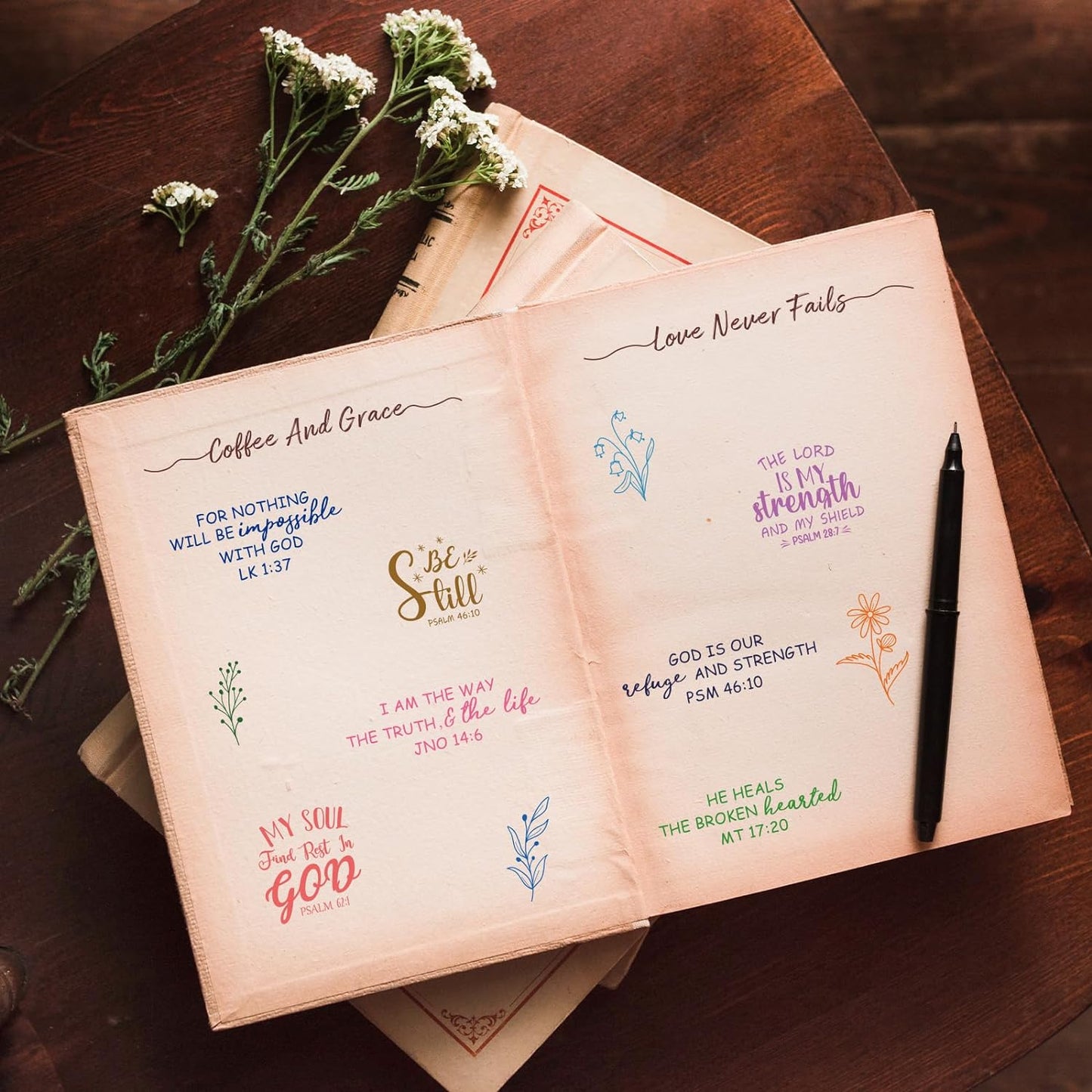 Whaline 4 Sheet Bible Verse Words Clear Stamps Christian God Jesus Silicone Transparent Stamps Border Stamp Cards for DIY Craft Card Making Scrapbooking Embossing Album Decor