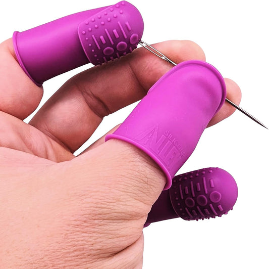 Comfortable Soft Flexible Thimbles | THIK-Grip Thimble | Small (3) - Medium (3) - Large (3) | Magnetic Sewing Needle Holding Wristband (1)