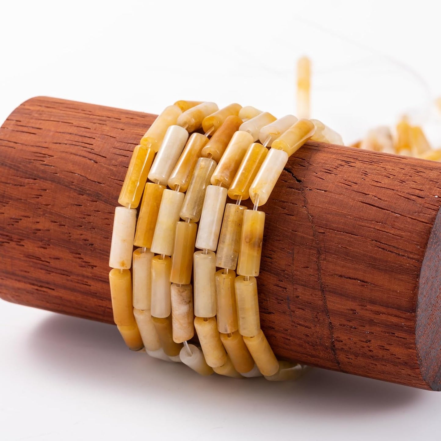 Natural Yellow Jade Cylinder Tube Beads 4x13mm 38cm/str Loose Semi Gemstone Stone Beads for Making Bracelets Necklace Earrings