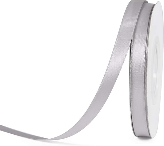 YAMA Silver Double Face Satin Ribbon 3/8 Inch 25 Yards Silver Ribbon for Gift Wrapping Ribbons Decorations DIY Crafts Arts