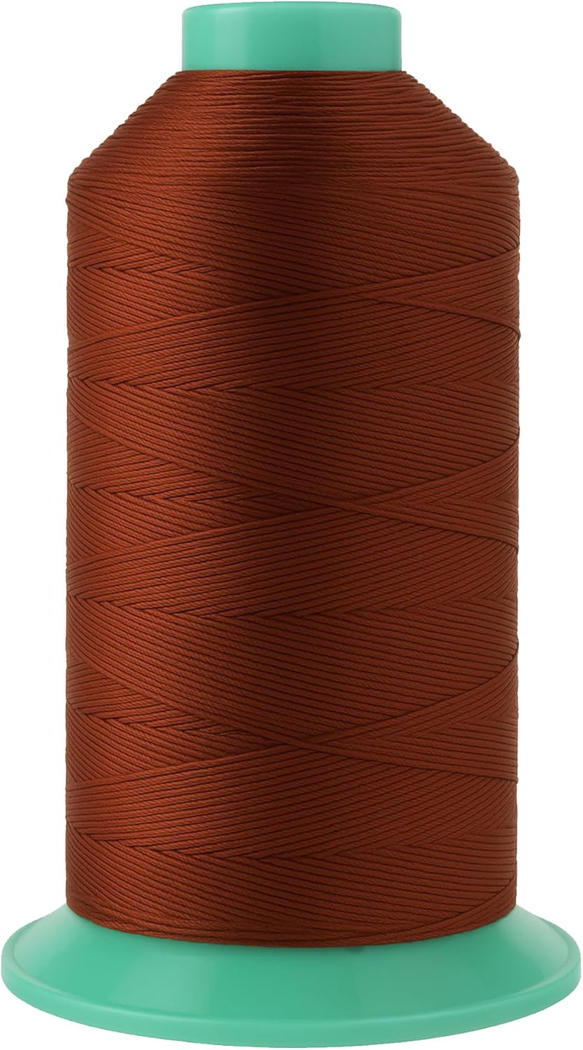 Mandala Crafts Size 346 210D T350 Bonded Nylon Thread Copper Brown Heavy Duty Sewing Threads - 415 YDs Tex 350 Thread for Leather, Jeans, Weaving, Outdoor Marine Upholstery Threads