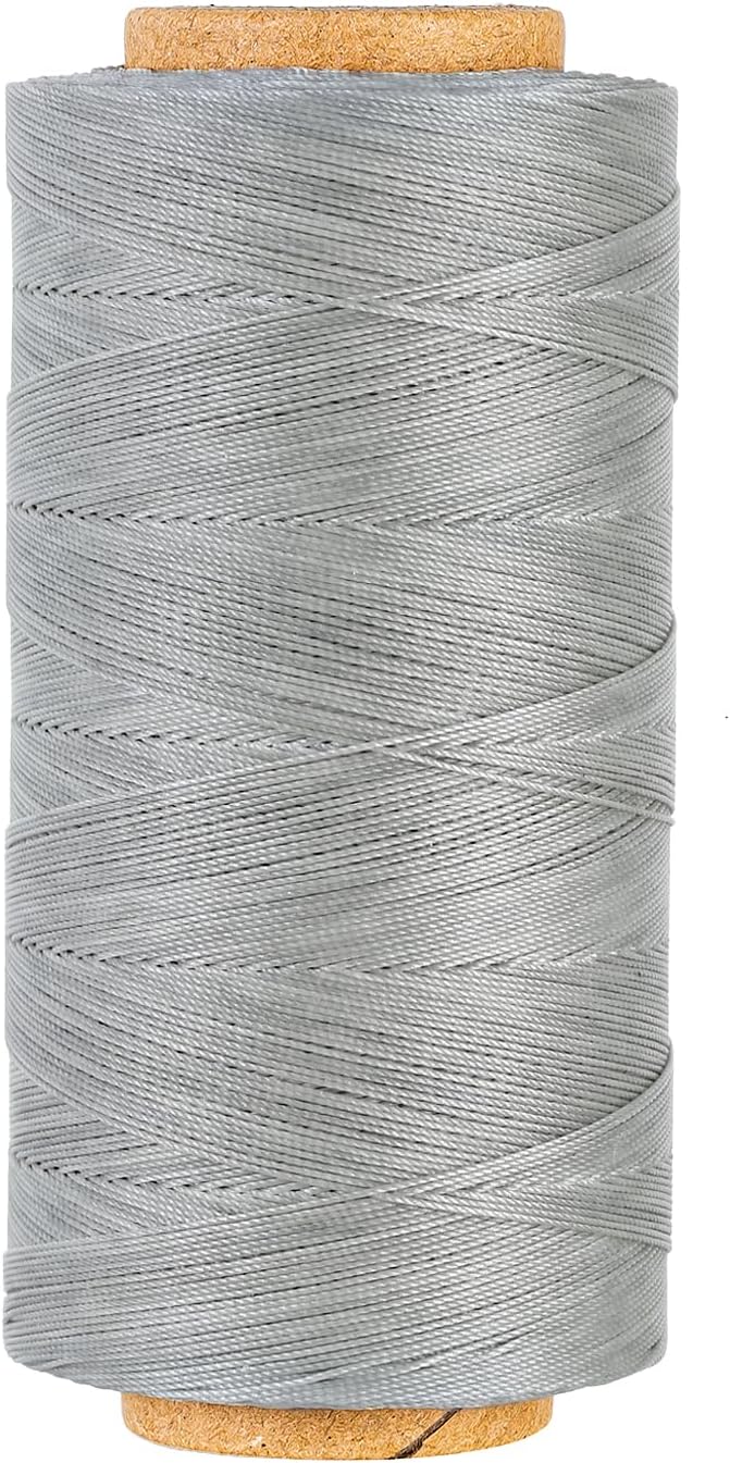 Thin Wax Polyester Thread, 0.45mm, 547 Yards, 3 Ply Round Waxed Cord Strings for Sewing, Beading, Binding, Micro Braiding, Fine Leather Craft and Micro Macrame Jewelry - Gray