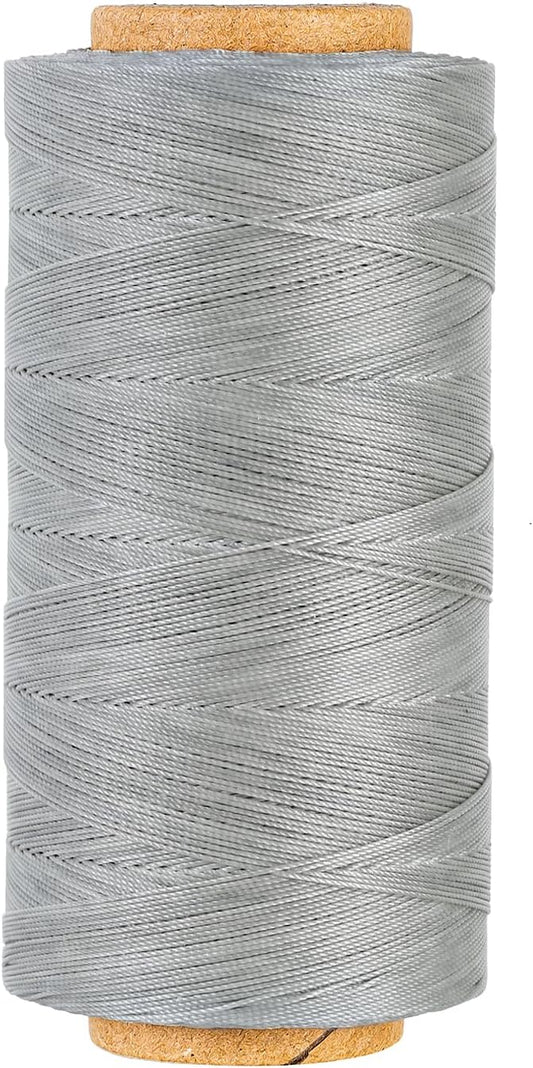 Thin Wax Polyester Thread, 0.45mm, 547 Yards, 3 Ply Round Waxed Cord Strings for Sewing, Beading, Binding, Micro Braiding, Fine Leather Craft and Micro Macrame Jewelry - Gray