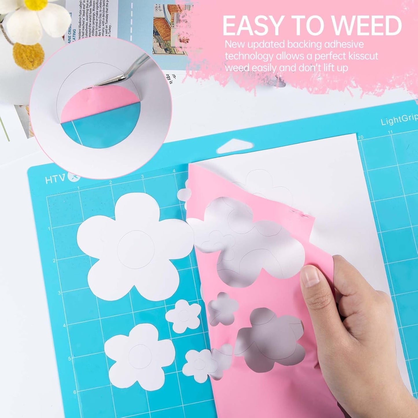 HTVRONT Puff Vinyl Heat Transfer -10" x 6ft Light Pink 3D Puff Heat Transfer Vinyl Foaming Colorful Puffy Iron on Vinyl for T-Shirt- Pink Puff Htv Vinyl for Compatible with Cricut Cutting Machine