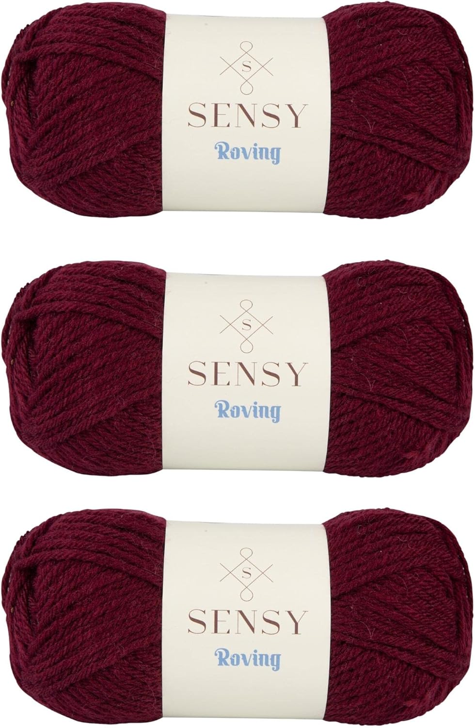 3 Skeins of Sensy Roving Yarn, 3.5 oz, 132 Yards, Gauge 5 Bulky (Plum)