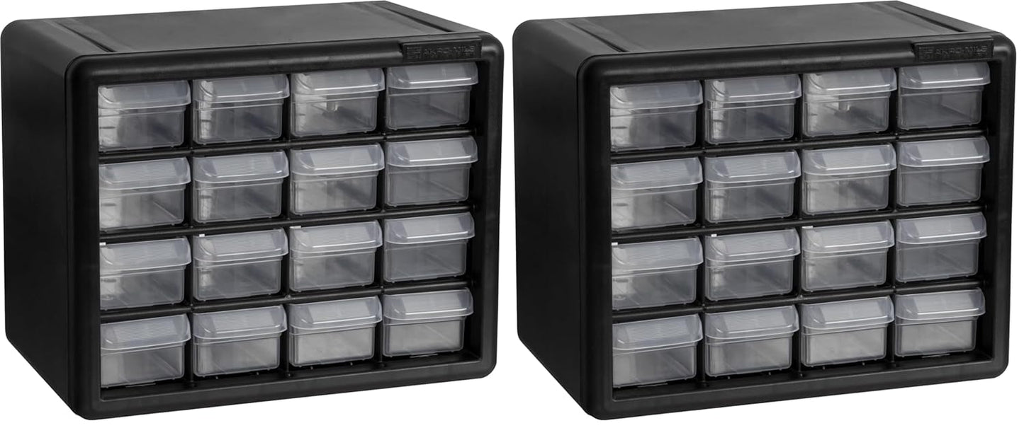Akro-Mils 16-Drawer Plastic Drawer Storage Cabinet for Garage Organization, Beads, Makeup Organizer, Building Bricks Storage, Teacher Toolbox, 10-1/2-Inch W x 6-1/2-Inch D x 8-1/2-Inch H, 10116 Black