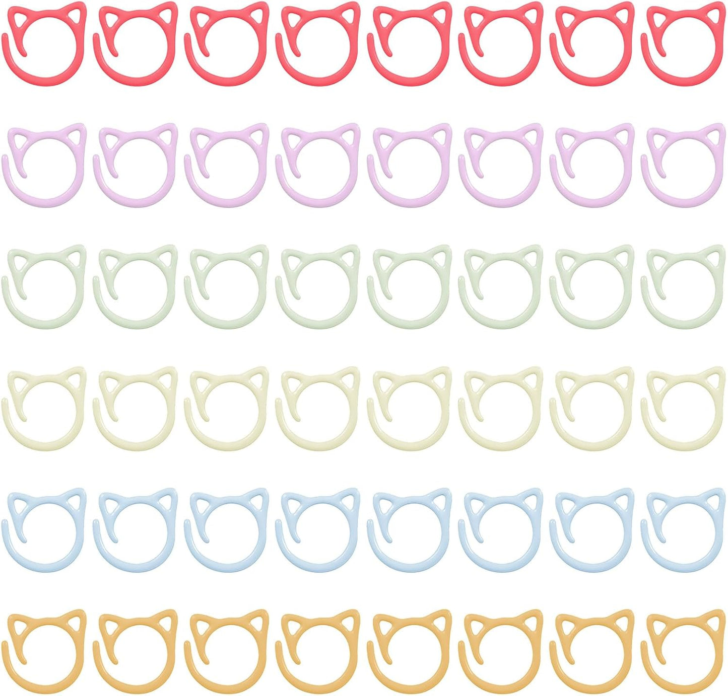 MBAIYO 48pcs Cat Stitch Markers for Crocheting, Cat Metal Crochet Stitch Marker Ring Multicolor Knitting Stitchs Markers Spiral Crochet Stitchs Marker Set for DIY Weaving Knitting Sewing Tools