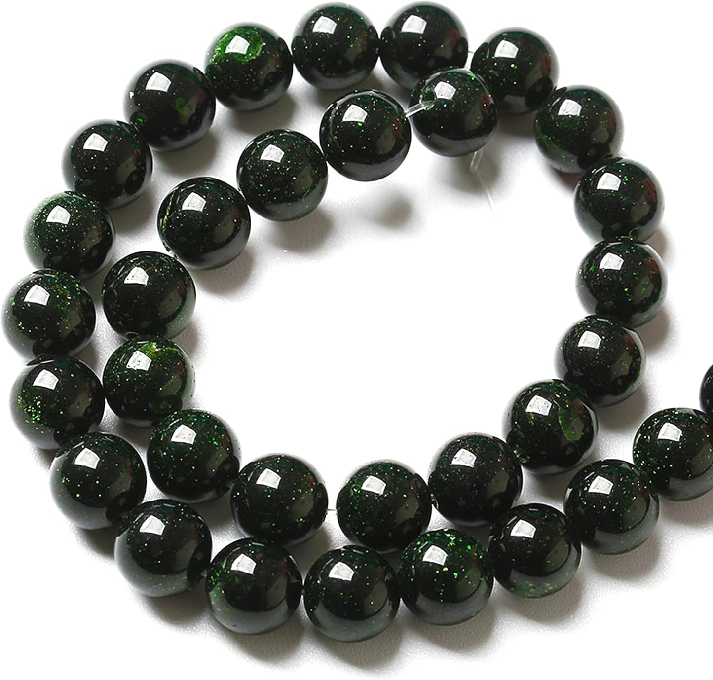 6MM 120pcs Natural Green Sandstone Energy Healing Beads Round Loose Beads for Jewelry Making Bracelet 2 Strands 32"