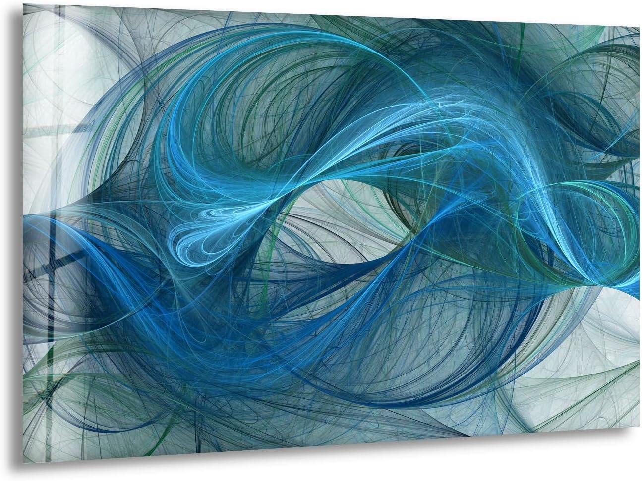 My Photostation.com 20Wx14H'' Blue Energy Abstract Wall Art – Fluid Motion Glass PrintTempered Glass Printing Wall Decor Large Wall Art Wall Hangings