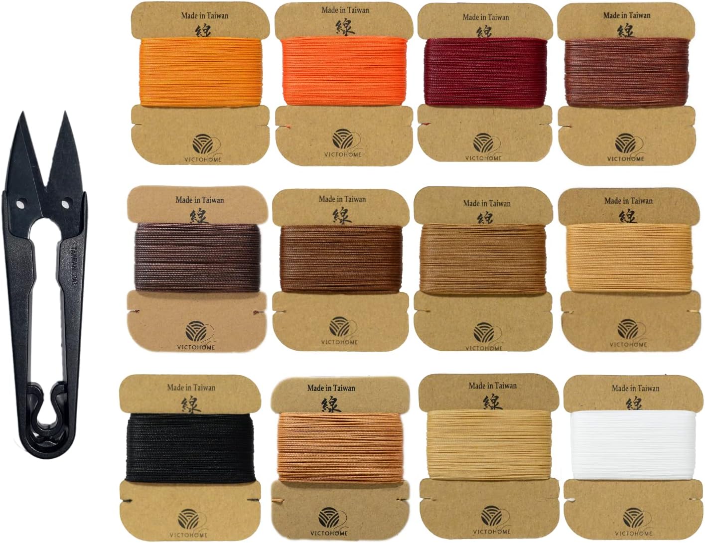 Bonded & Round Waxed Threads, 3-PLY Round Thread 12 Colors 252 Yards - Hand Sewing - All Leather Projects/Crafts/All-Purpose Threads/Macrame/Bracelet (0.55 mm, 21yd/Each)