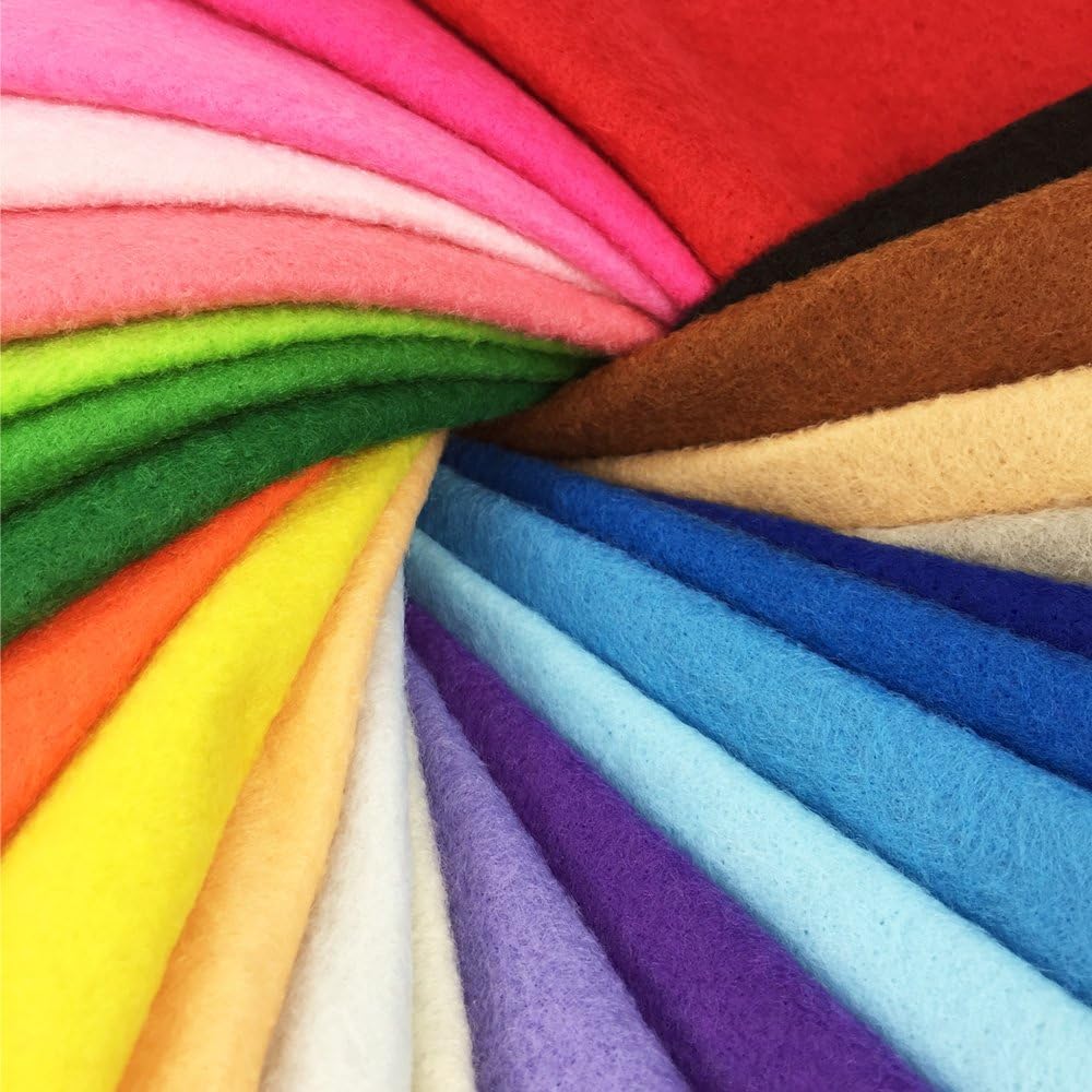 24pcs Thick 1.4mm Soft Felt Fabric Sheet Assorted Color Felt Pack DIY Craft Sewing Squares Nonwoven Patchwork (20 * 20cm)