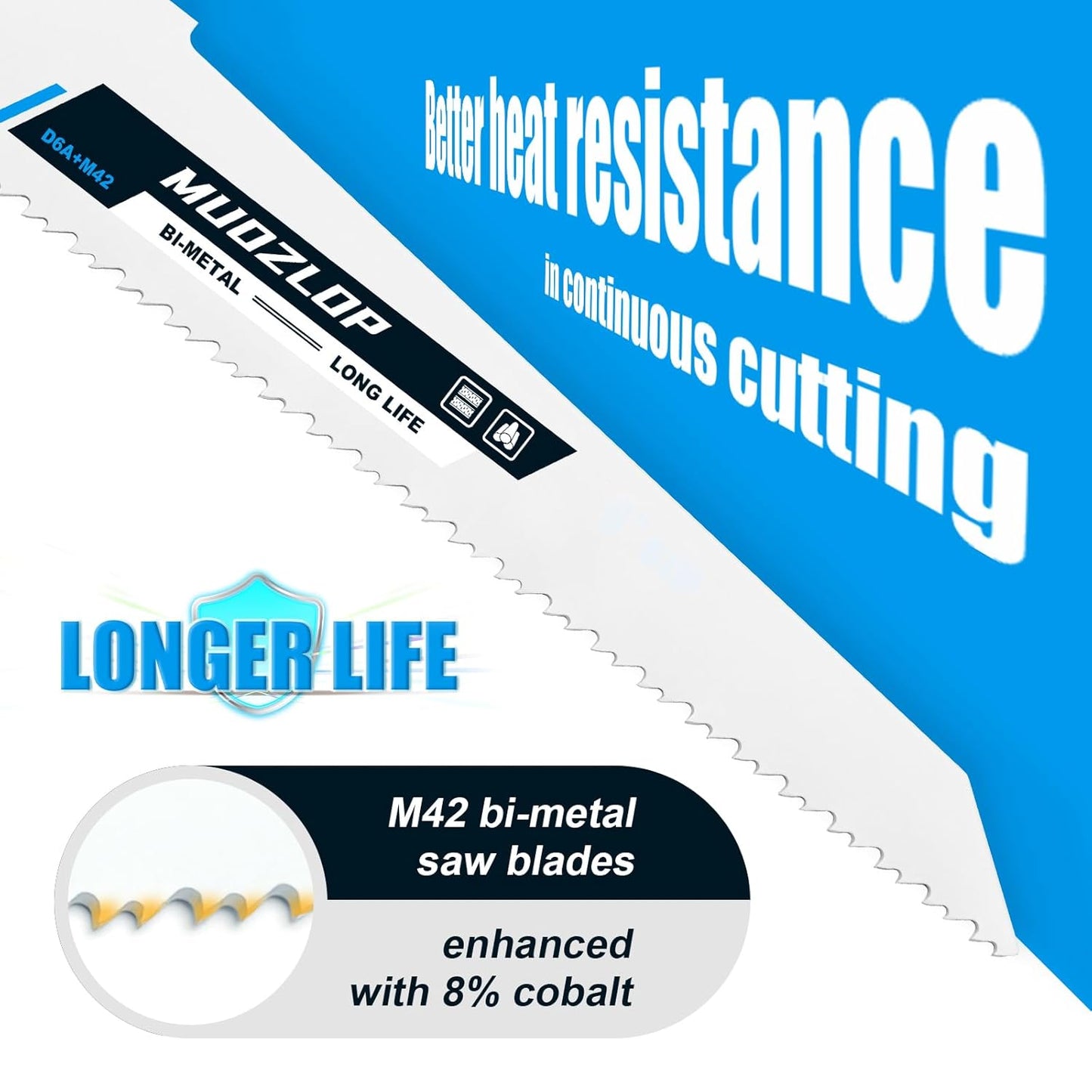 10Pack 6 inch Reciprocating Saw Blades Set,8+10 TPI High Carbon Saw Blades, Metal Saw Blades with Organizer Case (10, 8+10TPI/150mm)