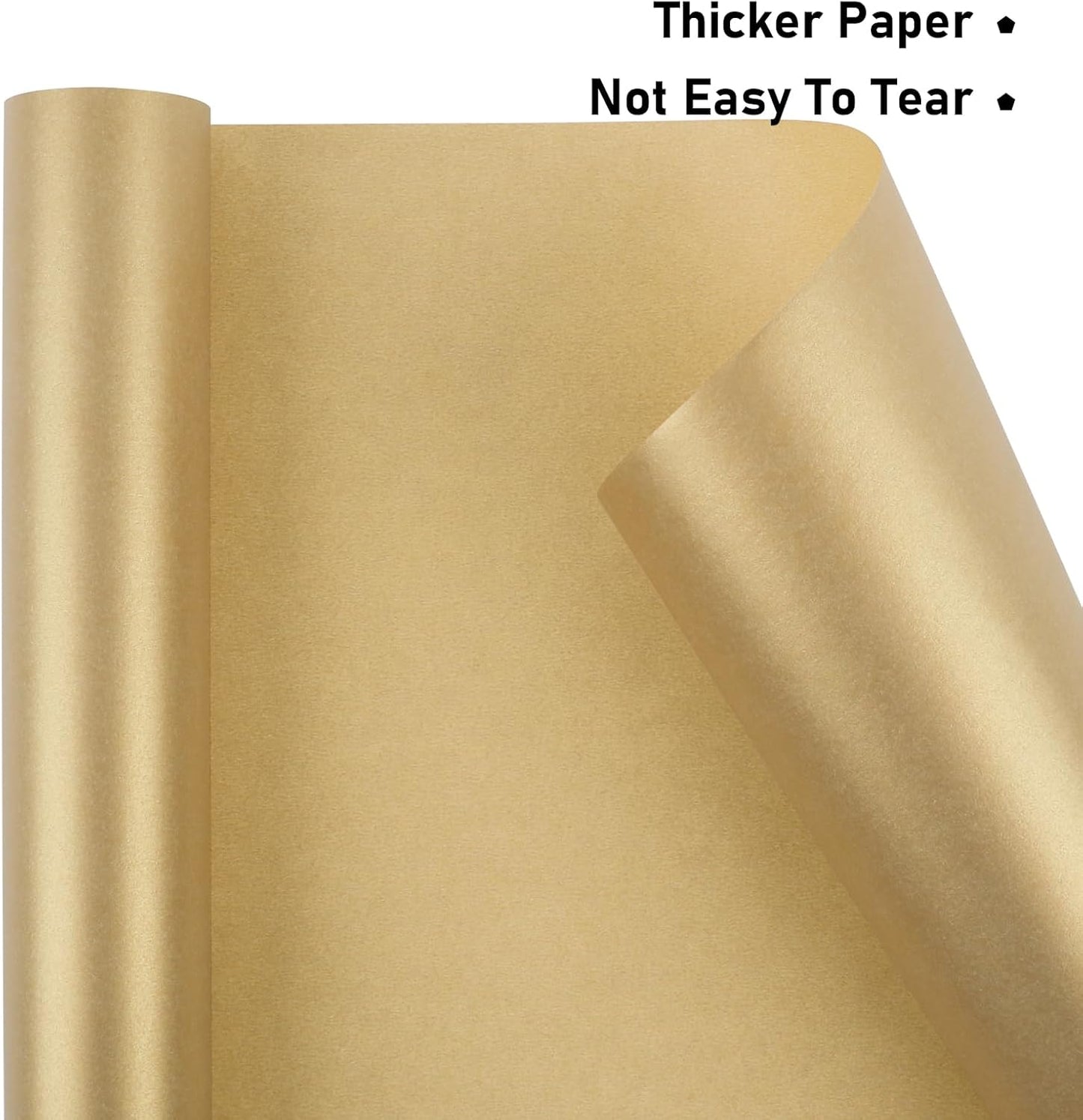 NESCCI Gold Matte Wrapping Paper,Solid Color Pearly-Lustre Paper,Gift Wrapping Paper,Perfect for Wedding,Valentine's Day,Birthday, Christmas,Baby Shower,DIY Bouquet (17 Inches X 32.8 Feet)