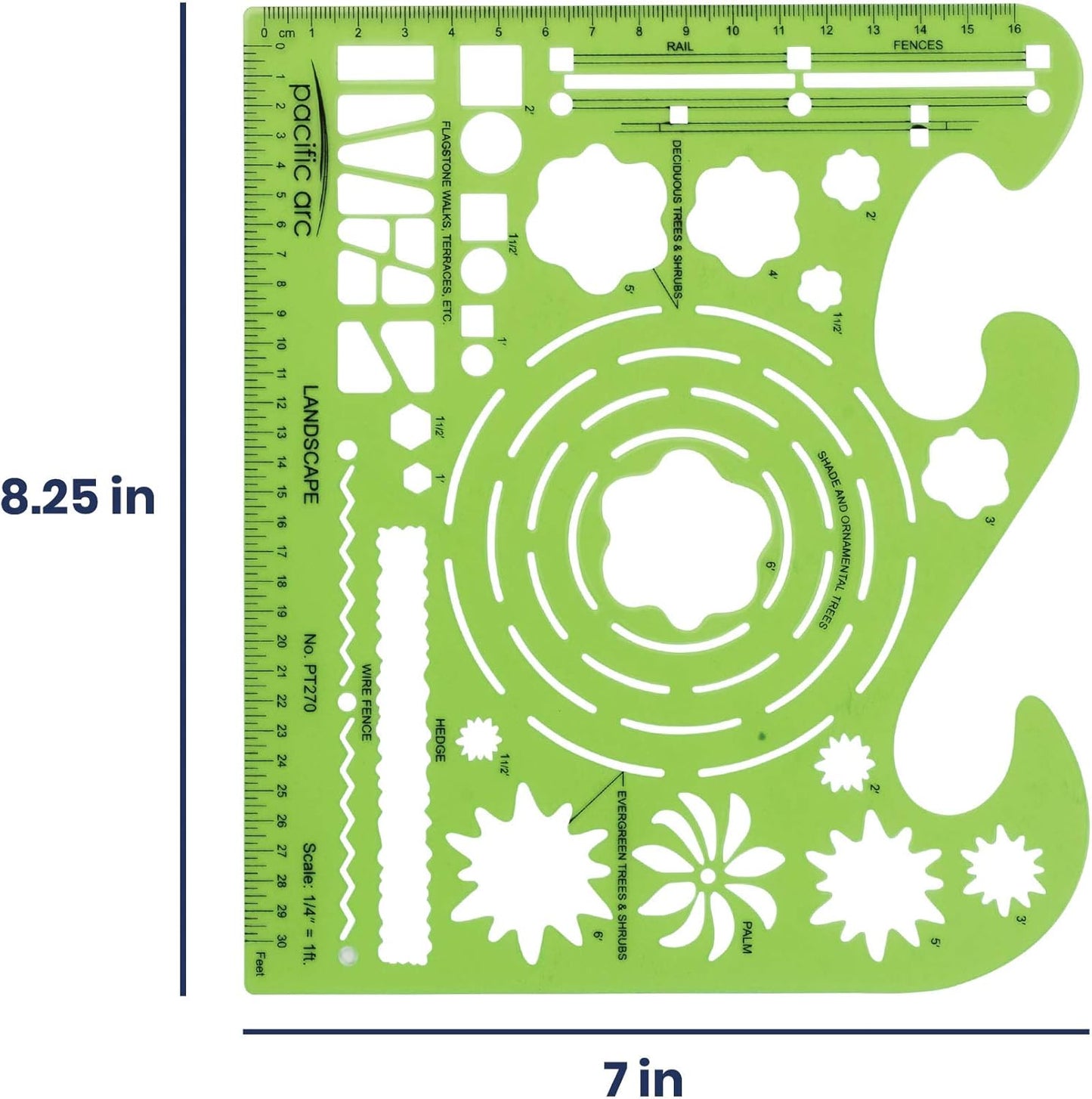 Pacific Arc Landscape Template Guide, with Trees, Shrubs, Hedges, Fences, Flagstone Walks, and Terraces