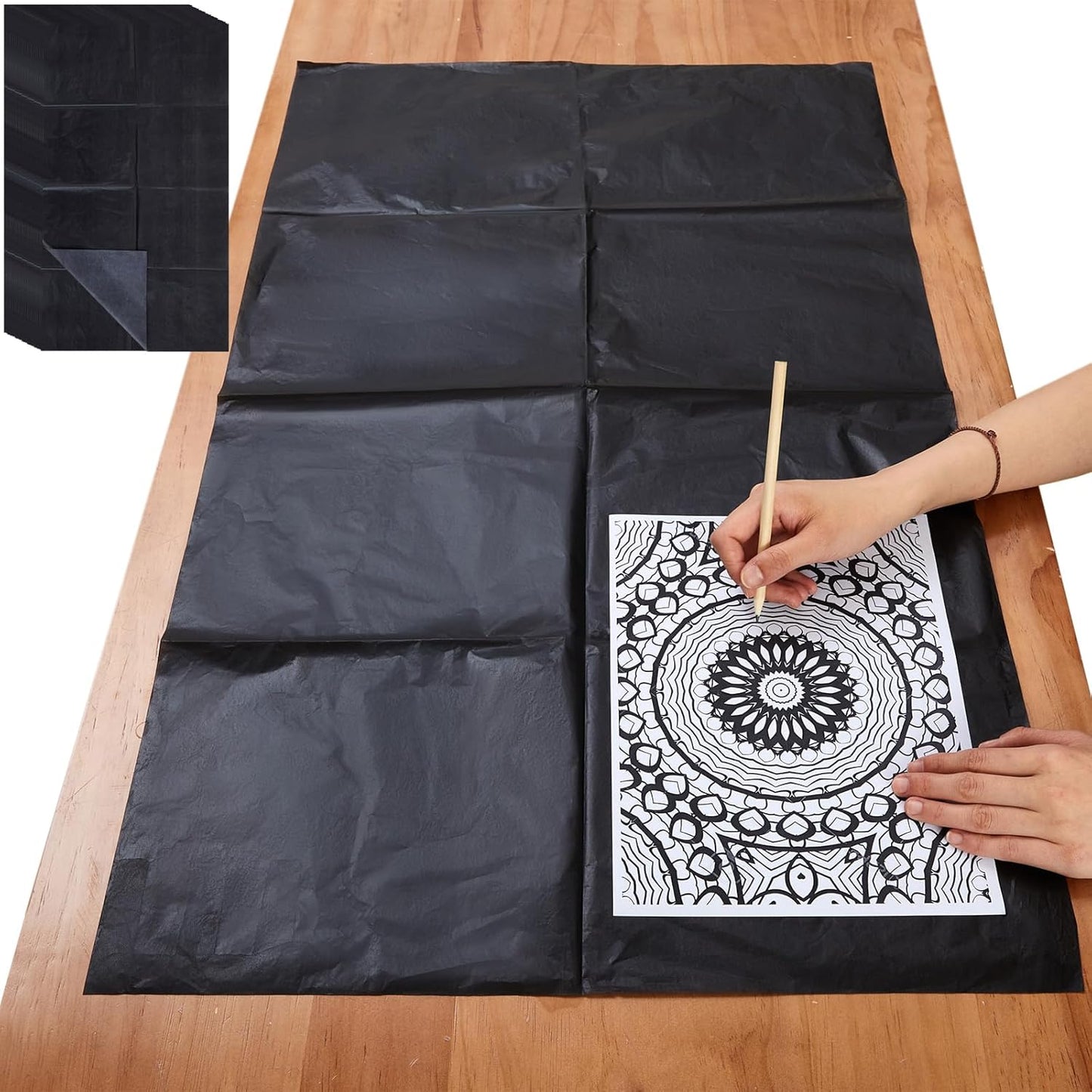 Dinifee 5 Sheets Large Carbon Paper for Tracing 20.3 x 36 Inch Graphite Transfer Paper Waxed Carbon Transfer Paper for Wood, Paper, Canvas, Woodworking Patterns, Fabric, Sketch Drawing, Black