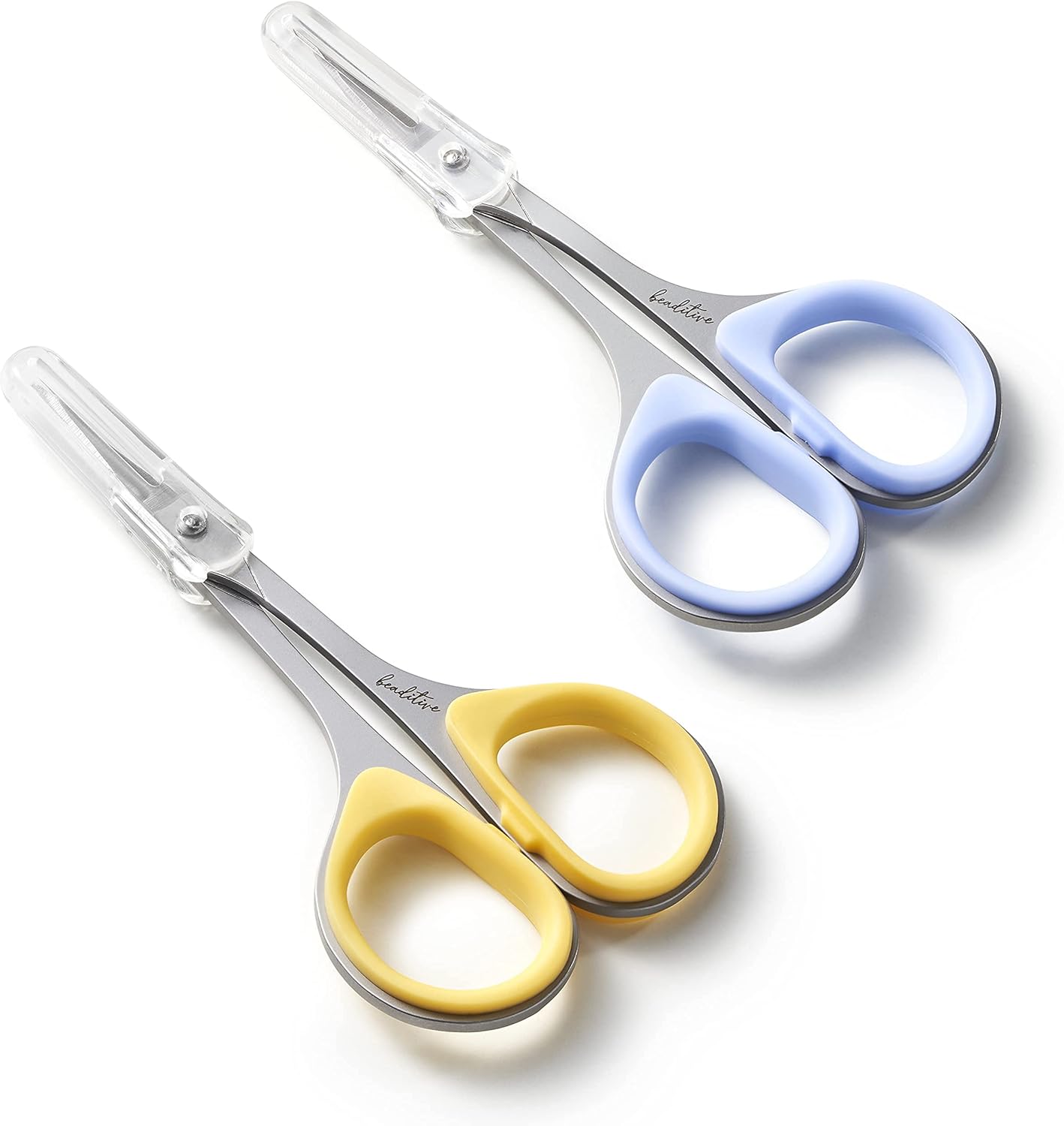 Beaditive Sewing and Embroidery Scissors Set (2 pcs) Curved and Straight, Sharp, Stainless-Steel Design | Precision Tips, Ergonomic Rubber Handle Grip | Small, Compact DIY Use (Extra Sharp)