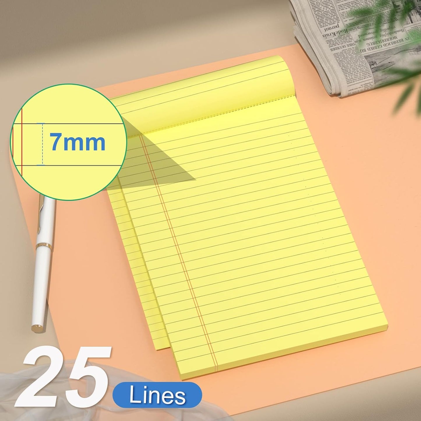 5" x 8" Yellow Legal Pads Writing Pads 12 Pack of Notepad 80gsm Paper Small College Ruled Note Pads Perforated Memo Pads 30 Sheets Yellow Paper Pad