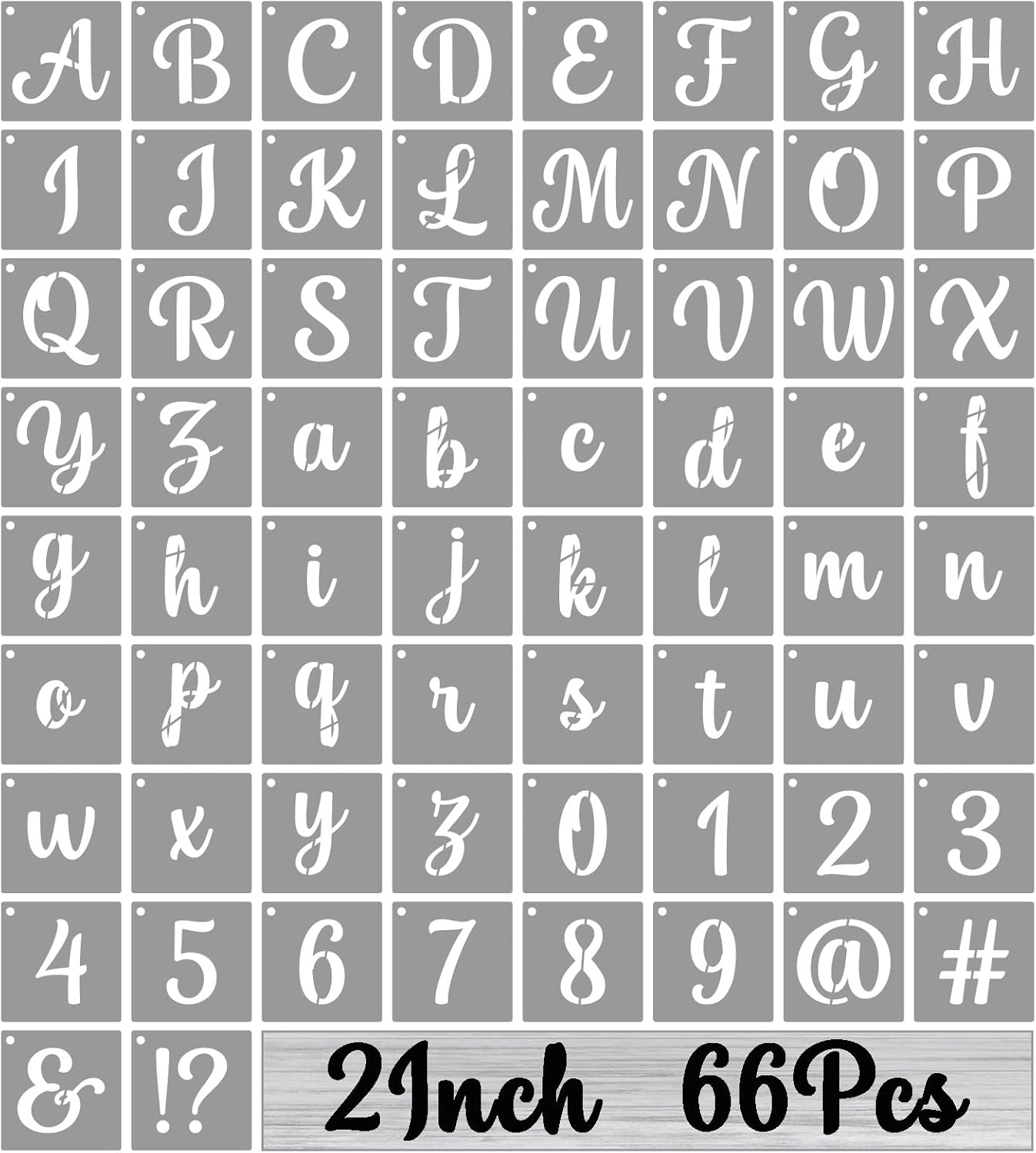 BAMIDELE 2 Inch Alphabet Letter Stencils for Painting, 66 Pcs Reusable Plastic Calligraphy Letter Stencils and Numbers Template Kit for Painting on Wood, Chalkboard, Fabric, Door Porch, Wall Art
