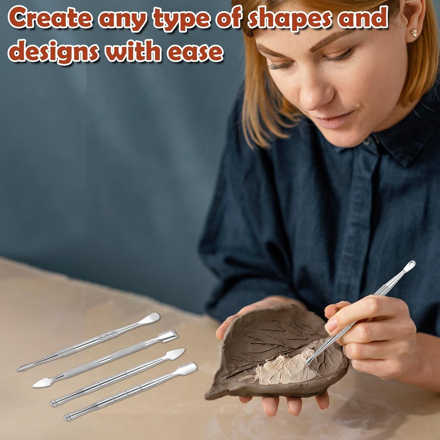 Piriuuo Wax Carving Tools Set, Stainless Steel Clay Sculpting Tools Double-Ended Pottery Carving Tools Wax Modeling Tools Dental Carvers Tools Wax Accessories Modeling Sculpting and Shaping(5 Style)