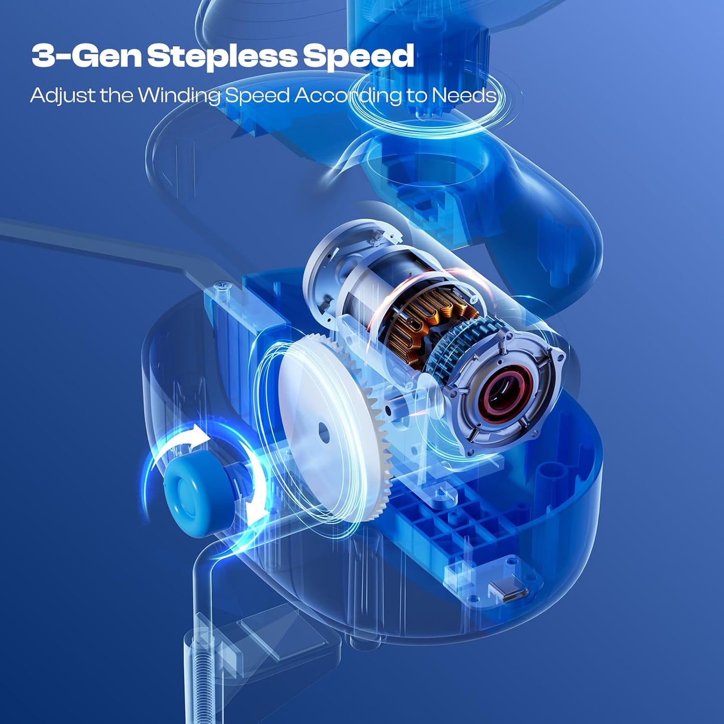 Caydo Electric Yarn Winder Pro, 10oz Large Automatic Ball Winder for Crocheting, Dual-Spring Strong Tension Stepless Speed Yarn Cake Roller Spinner, Ideal Present for Crochet Lovers(Blue)