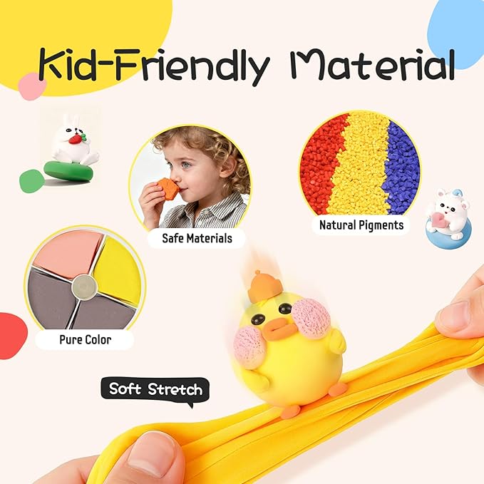 Air Dry Clay Kit for Kids, Modeling Clay, 9 Animals Model Magic Clay with Sculpting Tools and Tutorials, Ultra Light Soft Clay Set, Arts Crafts Toy Gift, Christmas Birthday Party Favors for Boys Girls
