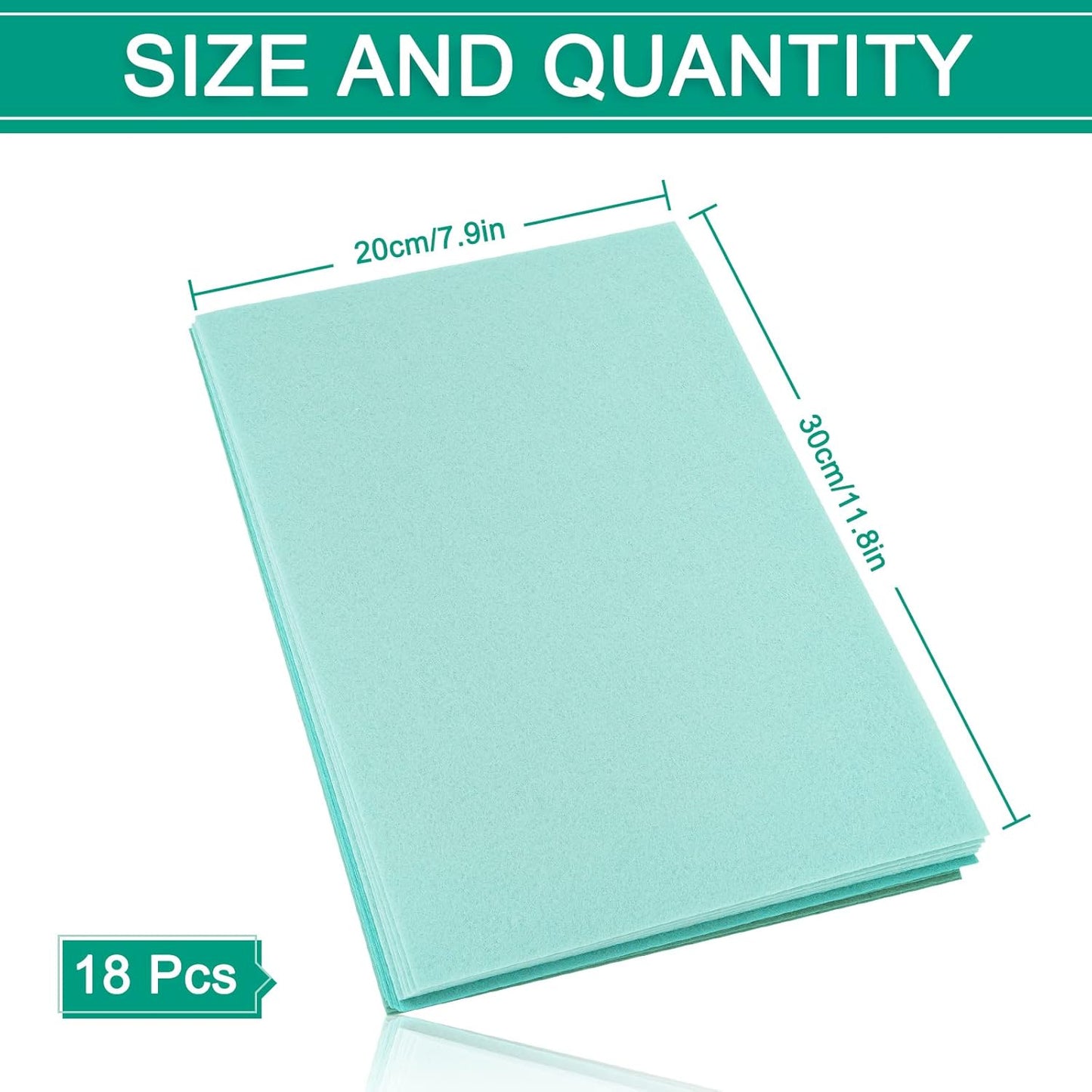 Whaline 18Pcs Felt Fabric Sheets Soft Thick Assorted Turquoise Craft Felt Pack for DIY Craft Sewing Patchwork Art Projects, 3 Colors, 7.9 x 11.8 Inch