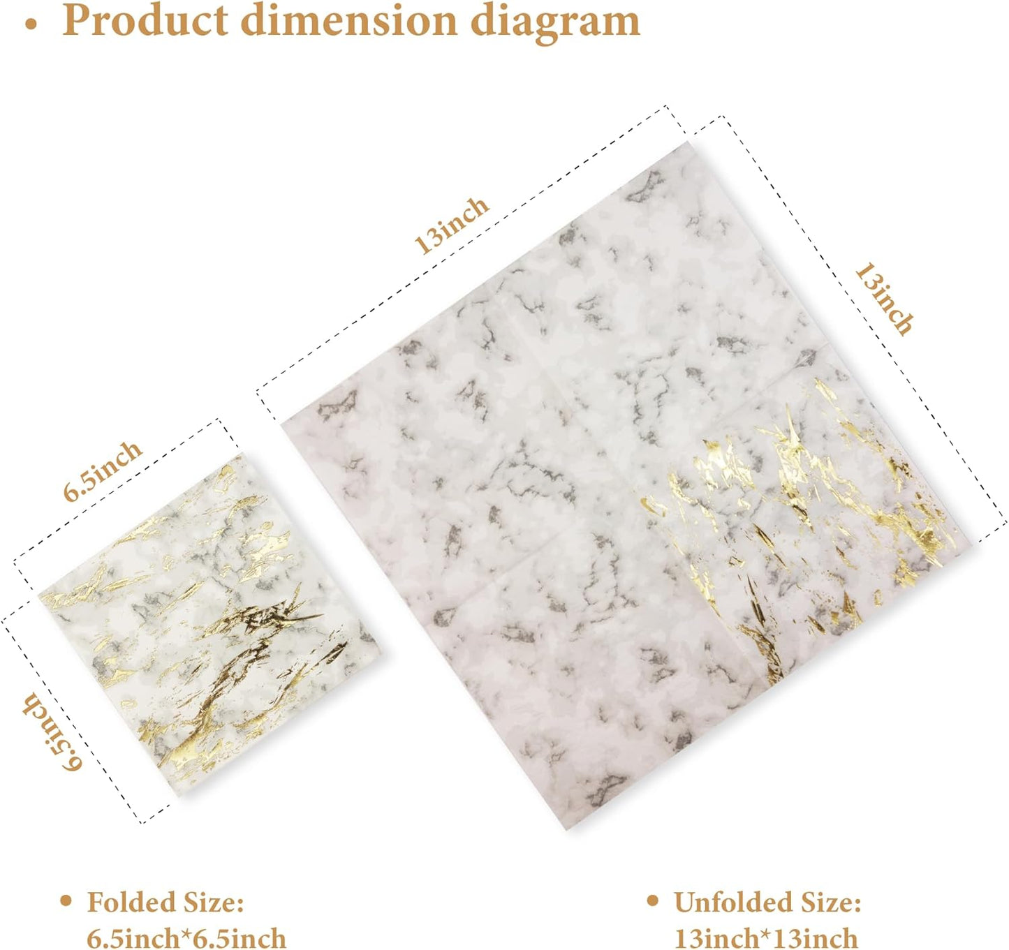 80-Pack Napkins Disposable Paper Towel Cocktail Dinner Party Decoration, Gold Splash