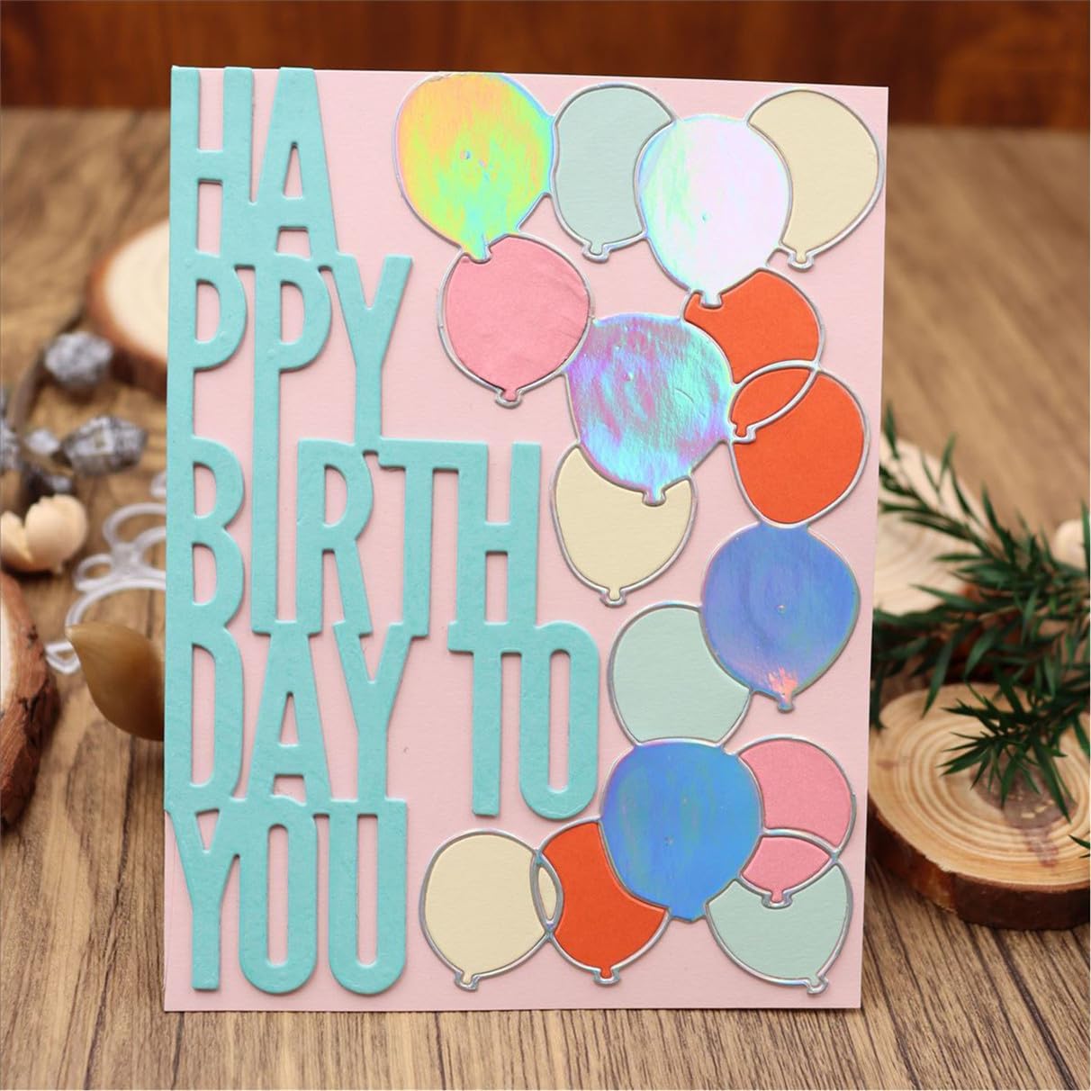 Mvchifay Cutting Dies for Card Making Metal Die-Cuts Scrapbooking Tool Hollow Frame DIY Craft Punch Template Embossing for Paper Album Decor (Happy Birthday Ballon-4.7x5.7in)
