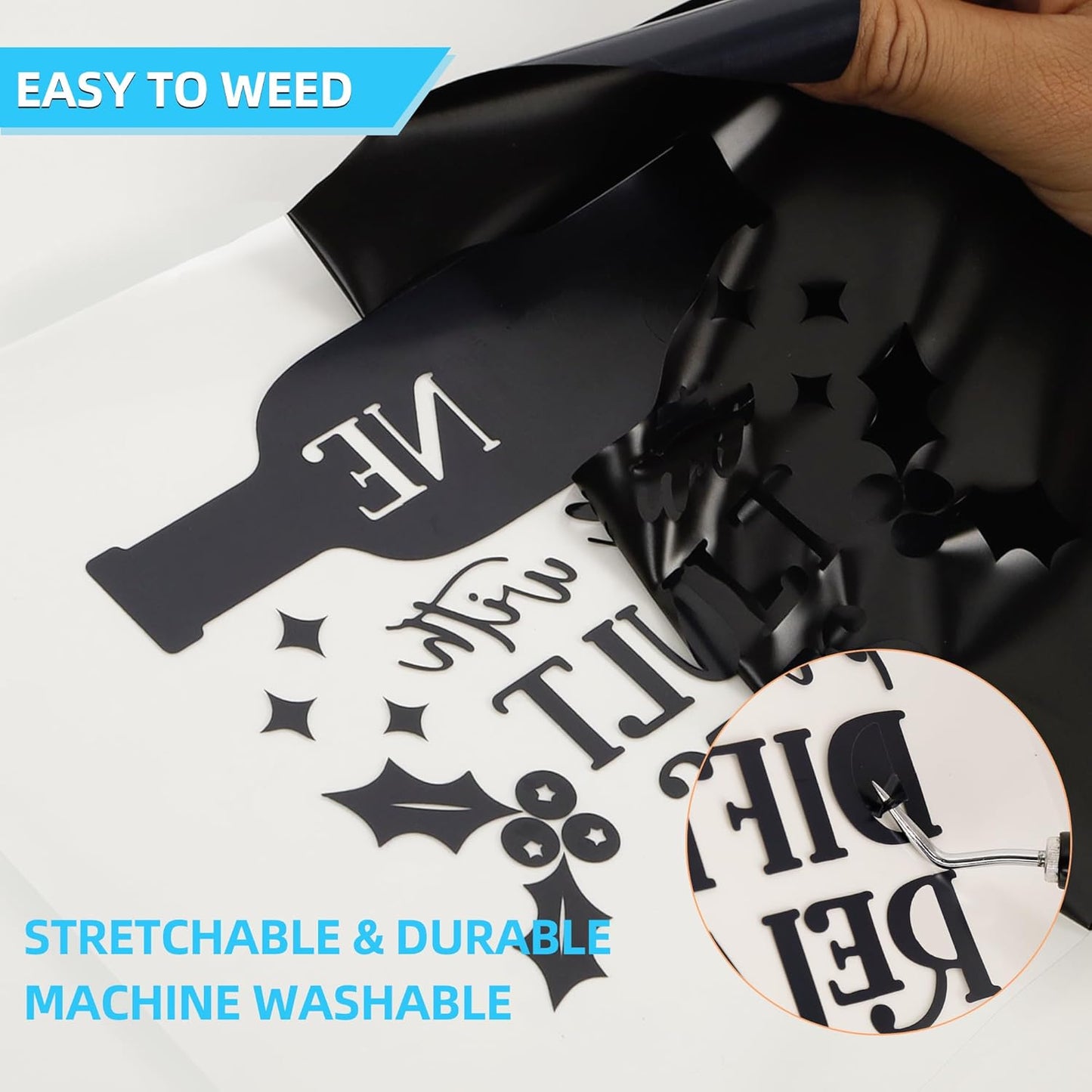 Guangyintong Black HTV Heat Transfer Vinyl Rolls, 12" X 100ft Iron on Vinyl PVC Adhesive for T-Shirt, Easy to Cut & Weed for DIY Design