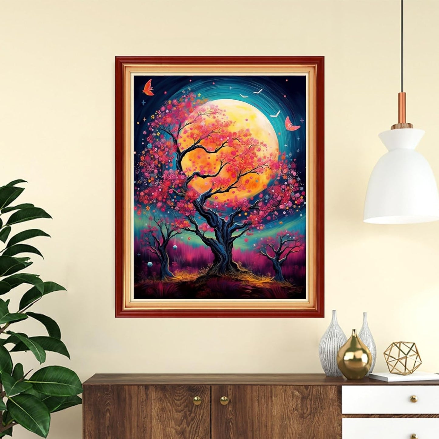 DMCVIVR Stamped Cross Stitch Kits for Adults Beginners Embroidery Kits 11CT Needlepoint Kits Cross Stitch Patterns Embroidery Patterns-Moon Tree 16x20 inch