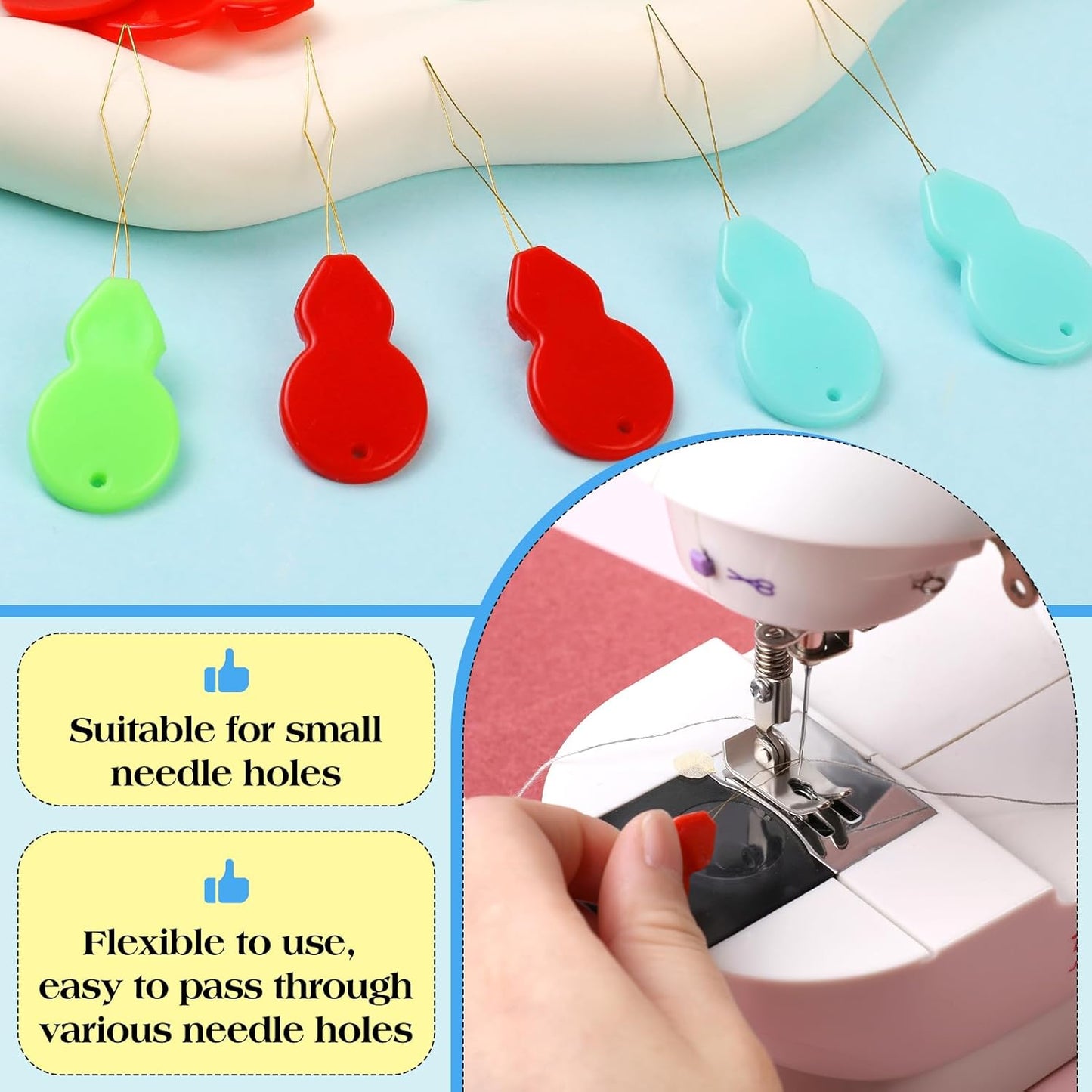Fteven Needle Threaders, 30Pcs Sewing Needle Threader Gourd Shaped, Embroidery Needle Threader for Hand Sewing and Sewing Machine with Clear Storage Box