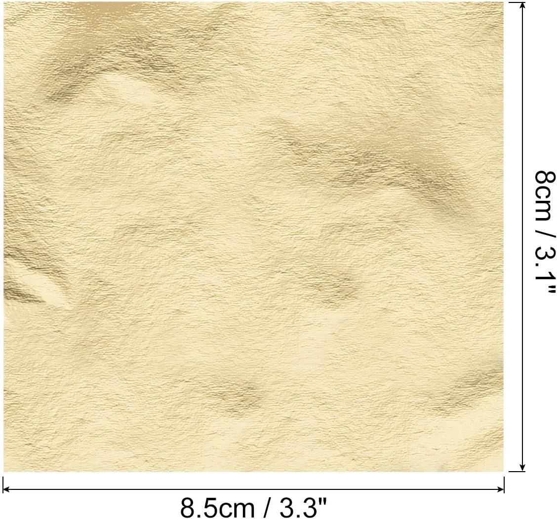 MECCANIXITY Gold Leaf Foil Sheet, Light Golden Leaf Papers, 3.3 x 3.1inch for Art Decoration, Sculptures, Painting, Pack of 100