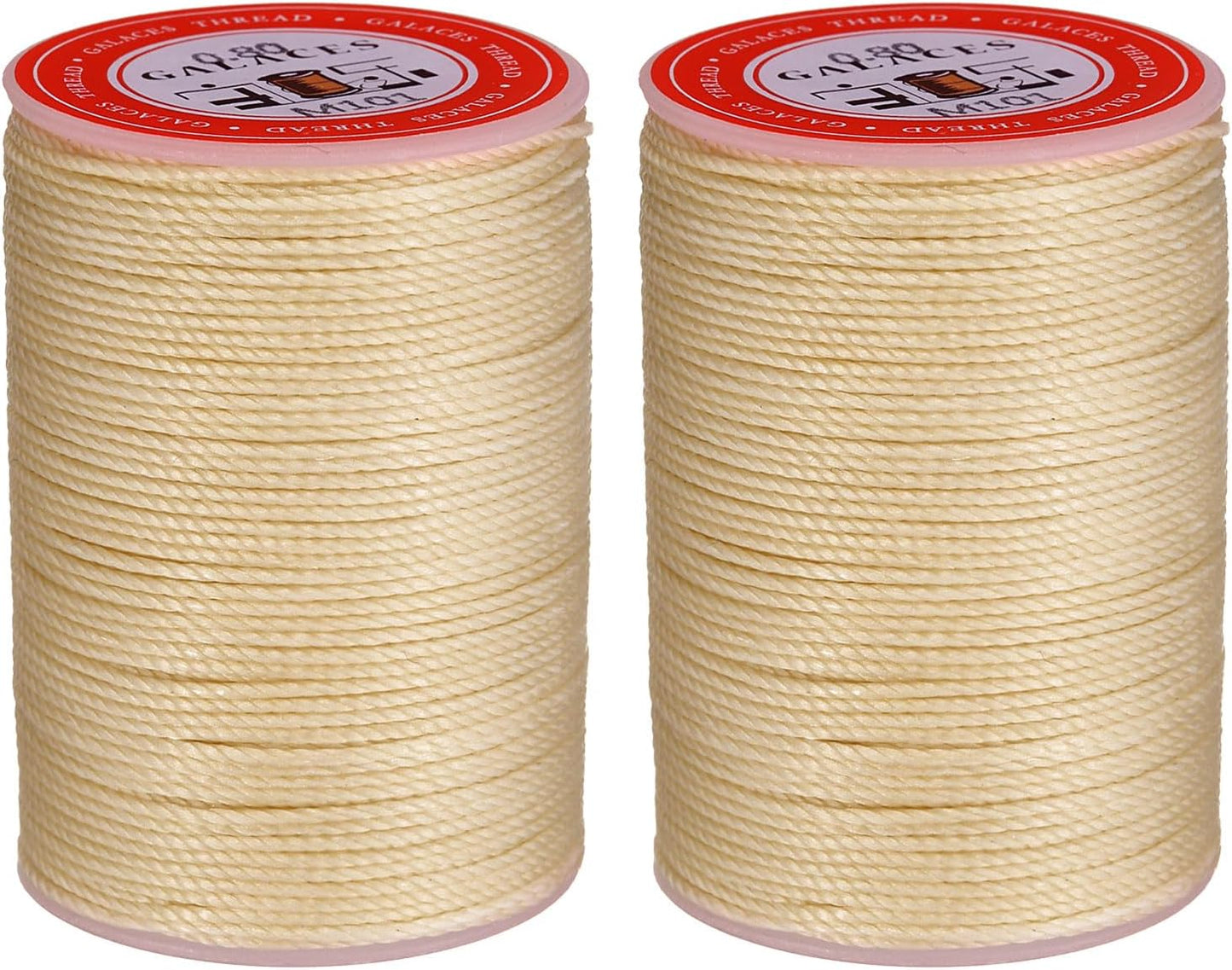 uxcell Round Leather Sewing Waxed Thread, 55m / 60 Yards Polyester Wax String, 0.80mm Wax Stitching Cord for Leather Crafts, Bookbinding, Bracelets Braided, Dark Linen, 2pcs