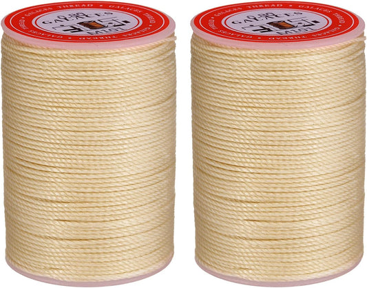 uxcell Round Leather Sewing Waxed Thread, 55m / 60 Yards Polyester Wax String, 0.80mm Wax Stitching Cord for Leather Crafts, Bookbinding, Bracelets Braided, Dark Linen, 2pcs