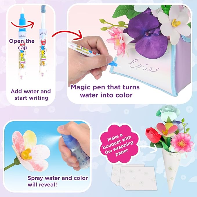 Fostro DIY Magic Floral & Flower Basket Bouquet Kit - Spray Color Changing Craft Toy for Kids Ages 6+, Creative STEM Gift for Girls & Boys to Create Their Own Magical Garden