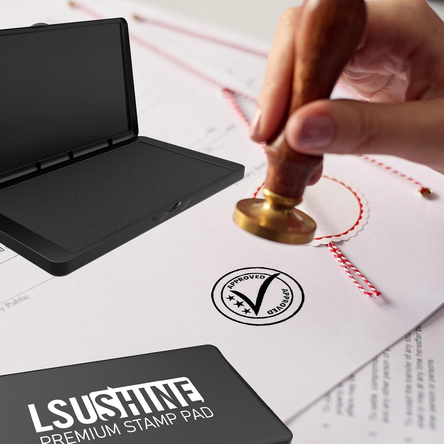 Large Stamp Pad, 6.1 x 3.4 Inch Black Ink Pad Premium Quality Felt Pad Rubber Stamp Ink Pad for Office, Home