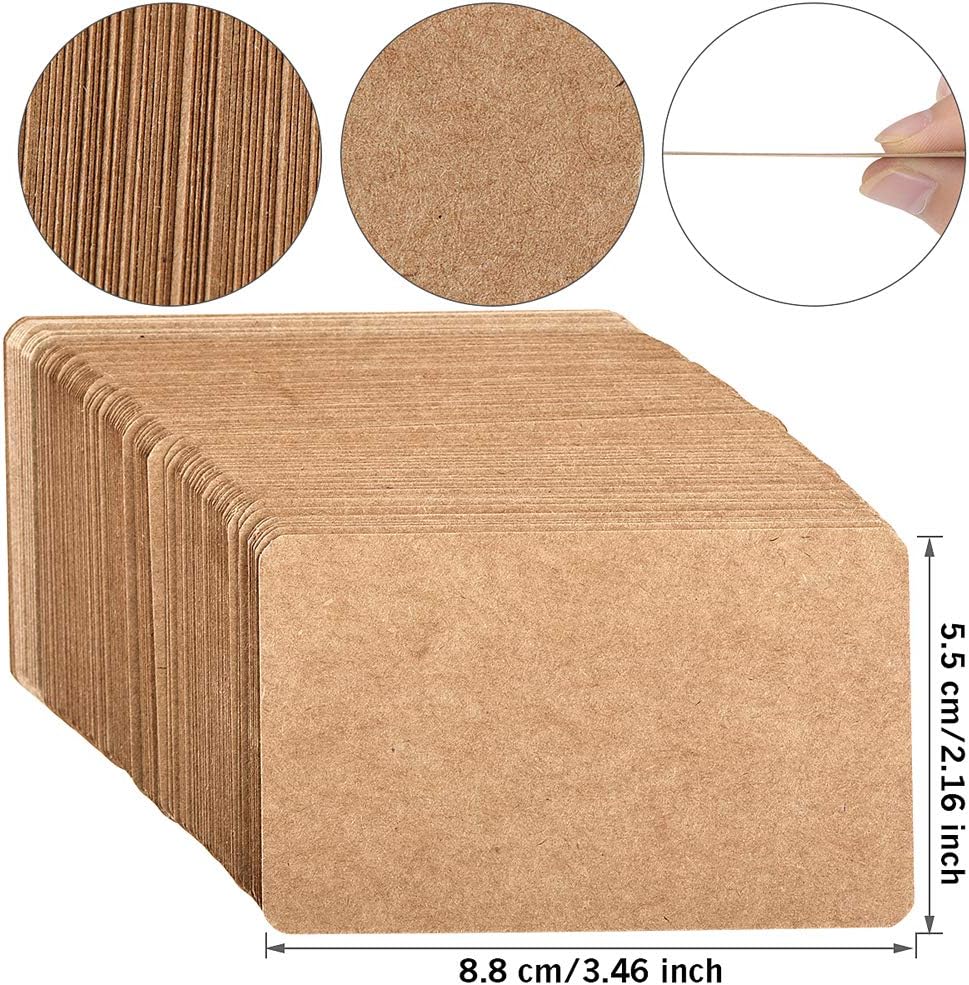 100pcs 3.54"x2" Blank Kraft Paper Business Card, Words Message Notes paper Tags, Mini Craft Cardboard Festival gifts