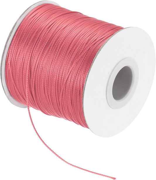MECCANIXITY Waxed Cord 0.5mm Waxed Polyester Cord 175 Yard Wax String for Bracelet Making, Necklaces, Beading, Jewelry Making and DIY Crafts(Watermelon Red)