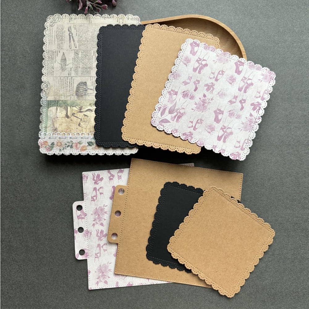 Square Lace Loose-Leaf Cutting Dies, Backgrounds Frame Die Cuts Metal Stencils Scrapbooking Tools DIY Craft Carbon Steel Embossing Template for Paper Card Making Album Arts Crafts Supplies