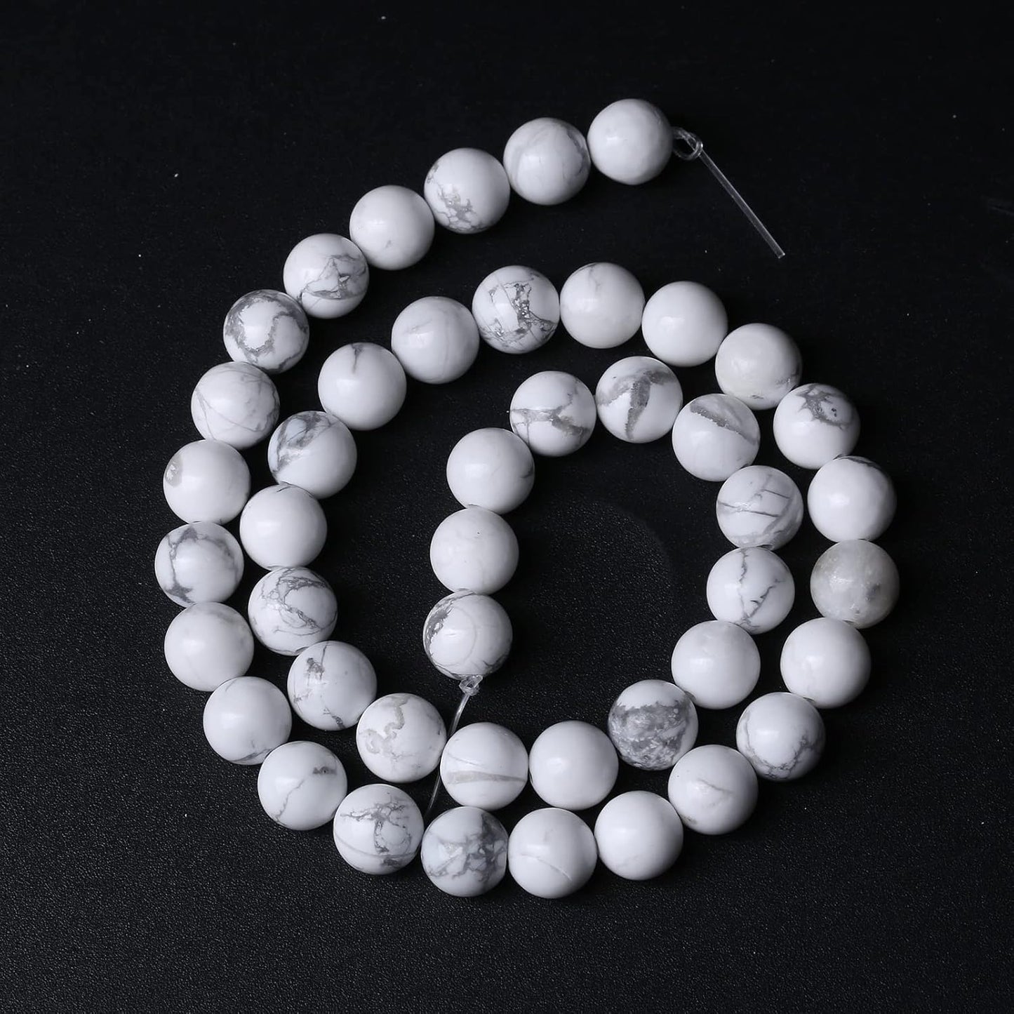 38pcs 10mm AAA Natural Stone Beads White Howlite Turquoises Round Loose Beads for Jewelry Making DIY Bracelet (White Howlite Turquoises, 10mm)