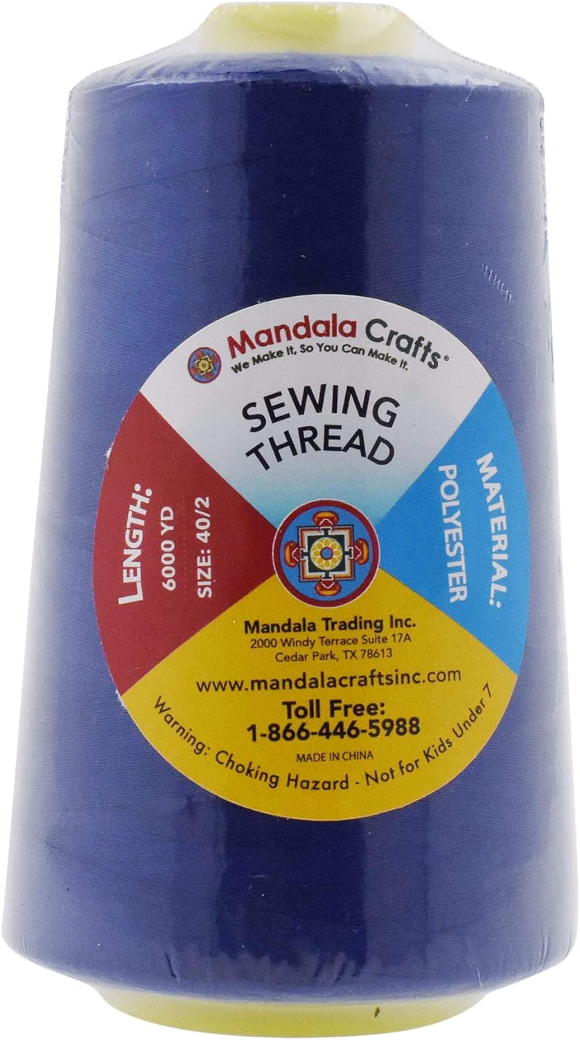 Mandala Crafts 4 Pack of Serger Threads Cones Spools - 40S/2 24000 Yards Polyester Royal Blue Threads for Sergers Machine and Overlock Quilting Sewing Machine