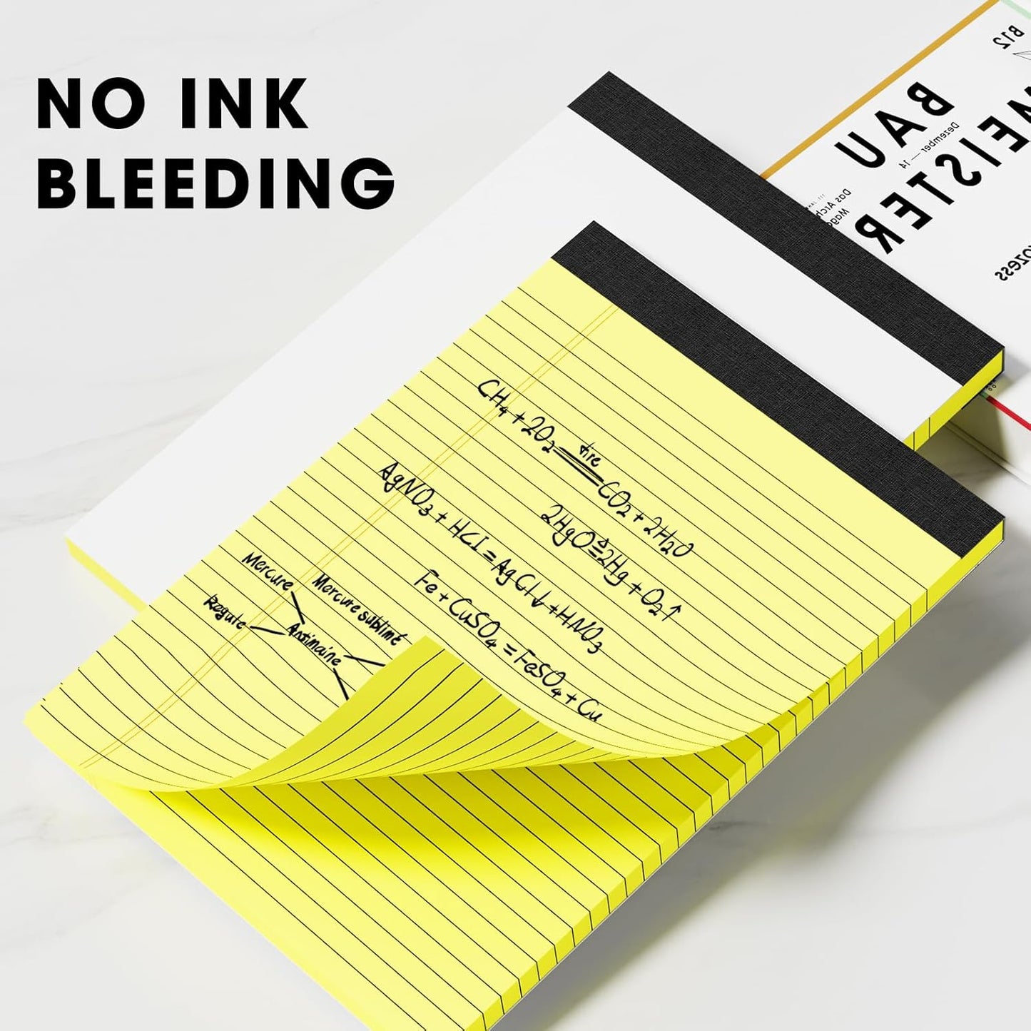 Yellow Legal Pads Note Pads 8.5 x 11 inch Wide Ruled, 30 Sheets/Pad, 20lb Colored Paper, Perforated Notepad with Sturdy Back (3 Pads Yellow)