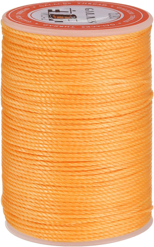 uxcell Round Leather Sewing Waxed Thread, 55m / 60 Yards Wax Polyester String, 0.8mm Waxed Stitching Cord for Leather Crafts, Bookbinding, Bracelets Braided, Citrus