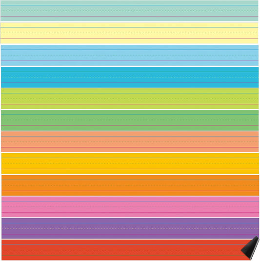 Faccito 12 Pieces Large Magnetic Sentence Strips 3 x 36 inch Dry Erase Sentence Strips Jumbo Multicolor Magnetic Handwriting Paper with Lines for Teacher Whiteboard Classroom School Supplies