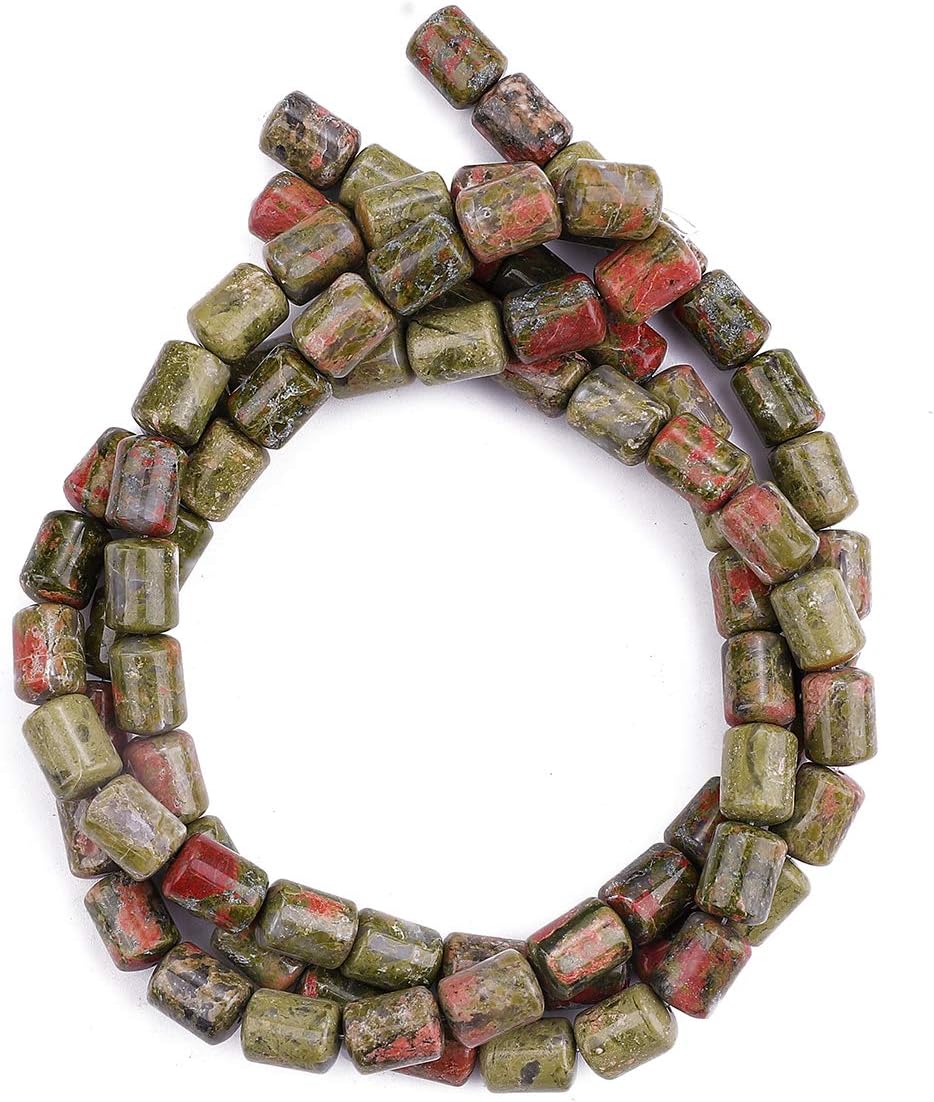 Natural Unakite Cylinder Stone Loose Semi Gemstone Beads for Jewelry Making 10mmx14mm 38cm
