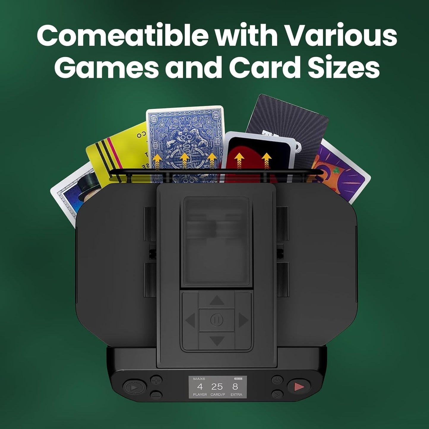 Automatic Card shuffler and Dealer 2-in-1 Machine 2025, 1-12 Player, Rotatable 360°, Remote Card Calling, Ultra Quiet, Rechargeable, for Board Games and Poker, Casino Card, UNO, Five Crowns